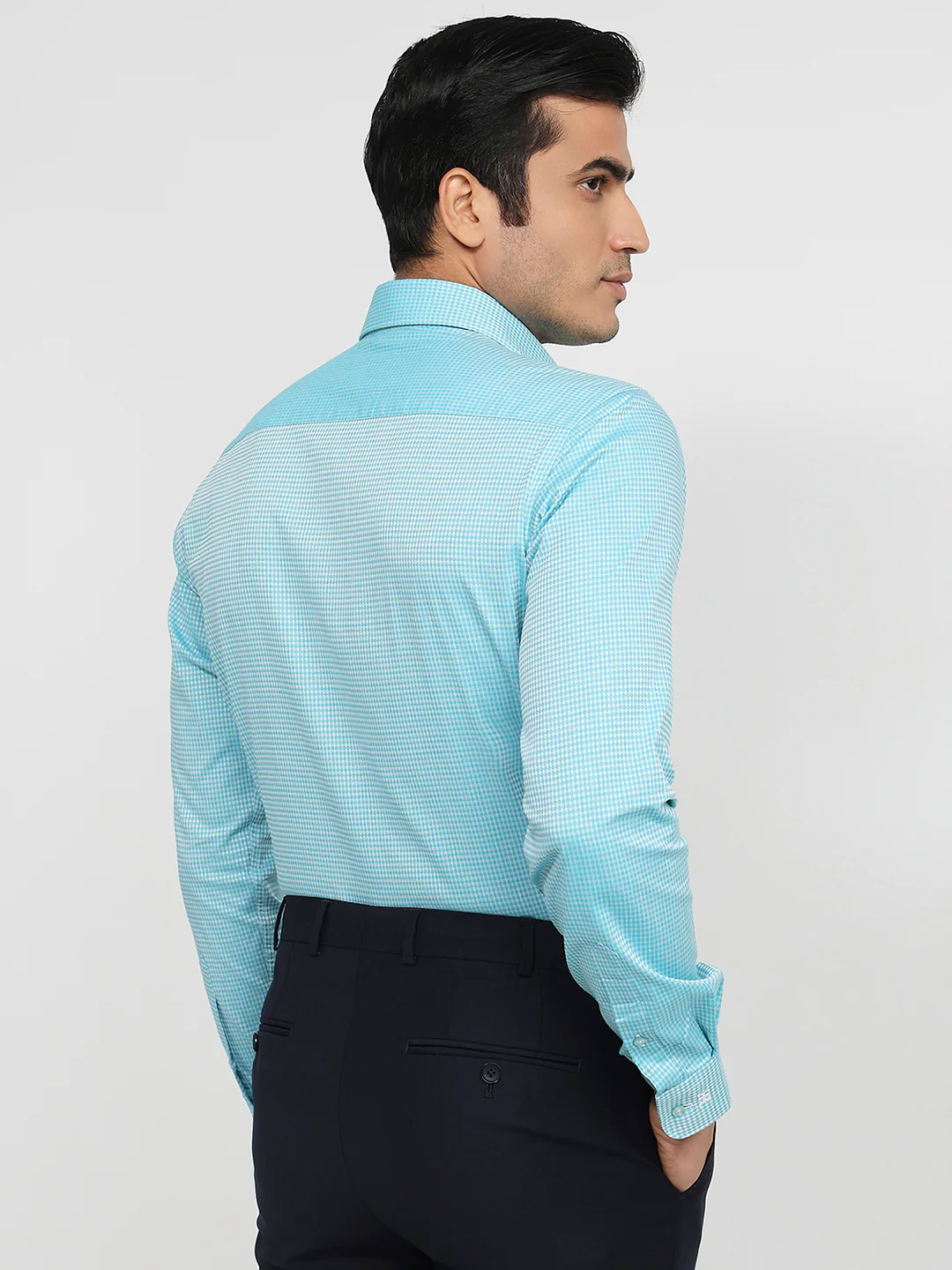 Raymond Men Blue Structure Slim Fit Cotton Shirt - Image 4