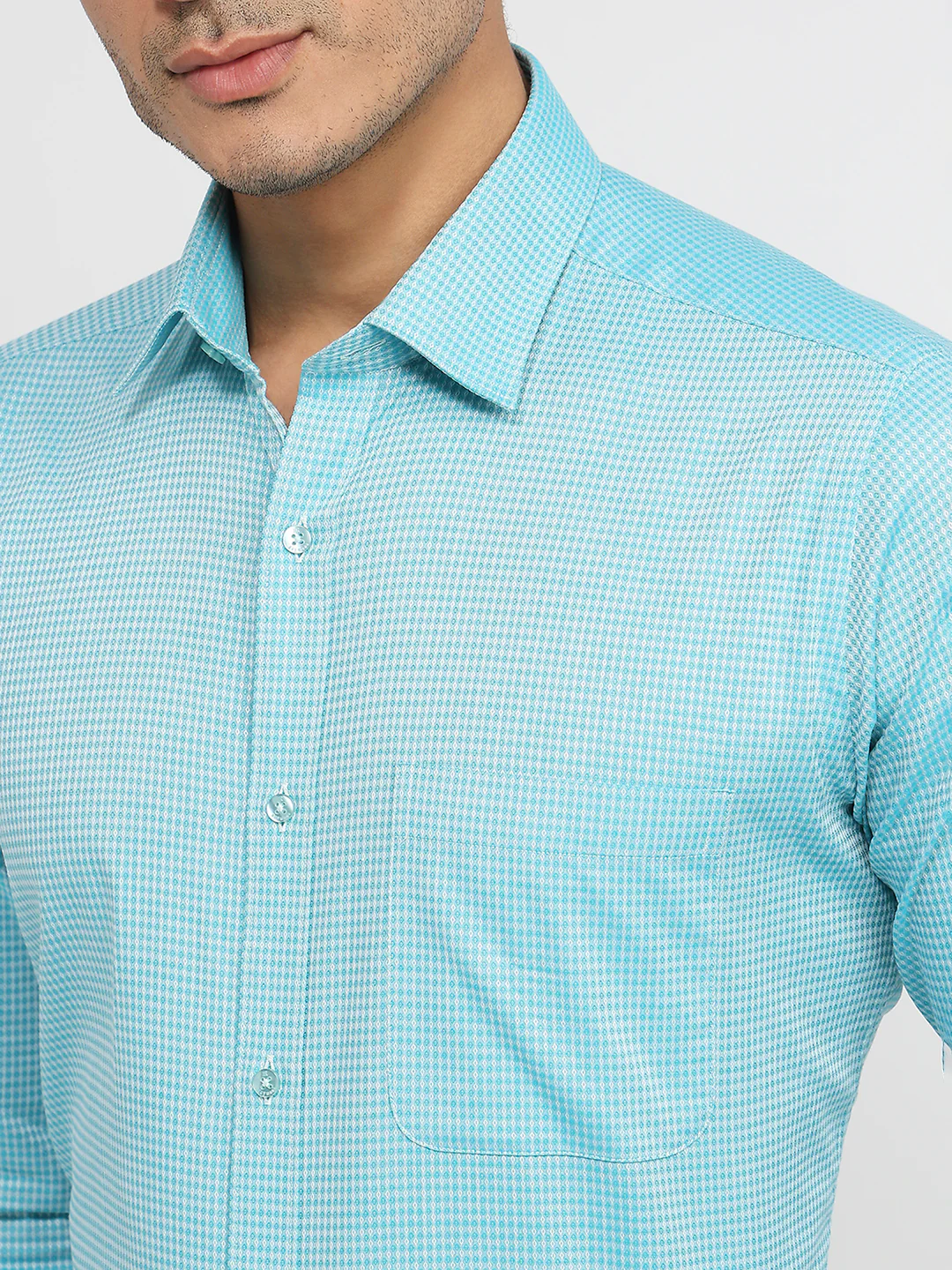 Raymond Men Blue Structure Slim Fit Cotton Shirt - Image 6