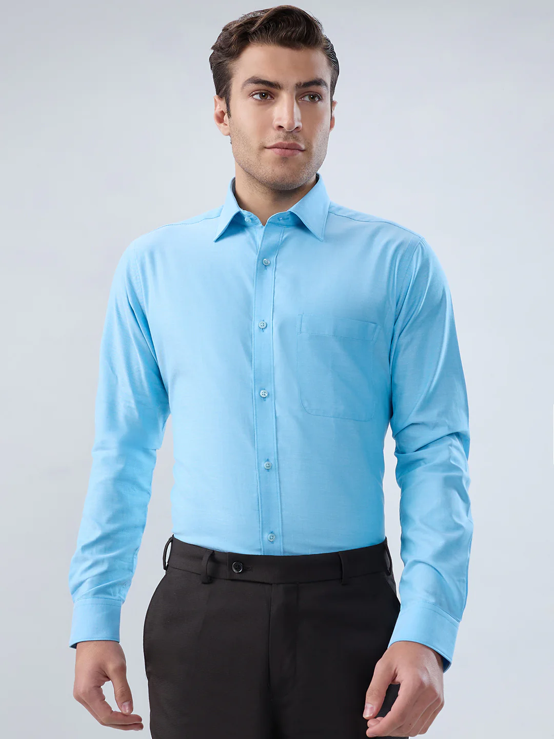 Raymond Men Blue Structure Slim Fit Cotton Shirt