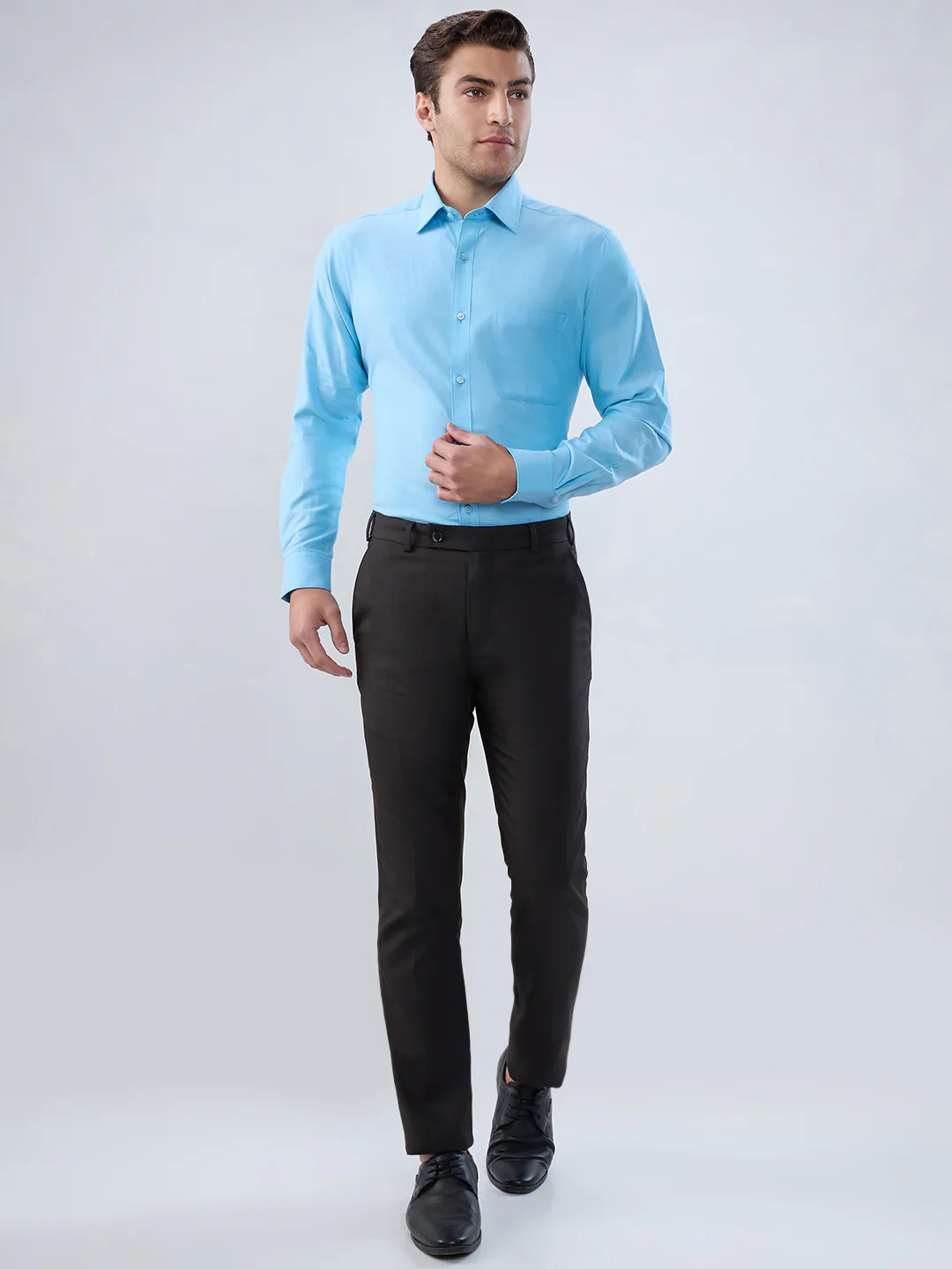 Raymond Men Blue Structure Slim Fit Cotton Shirt - Image 5