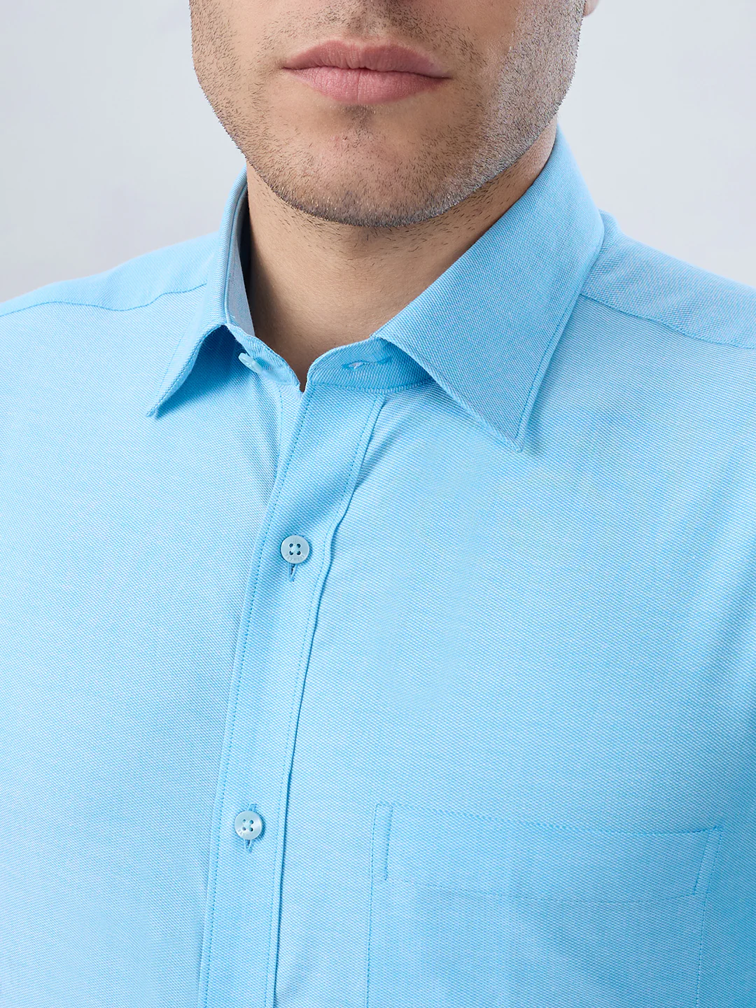 Raymond Men Blue Structure Slim Fit Cotton Shirt - Image 6