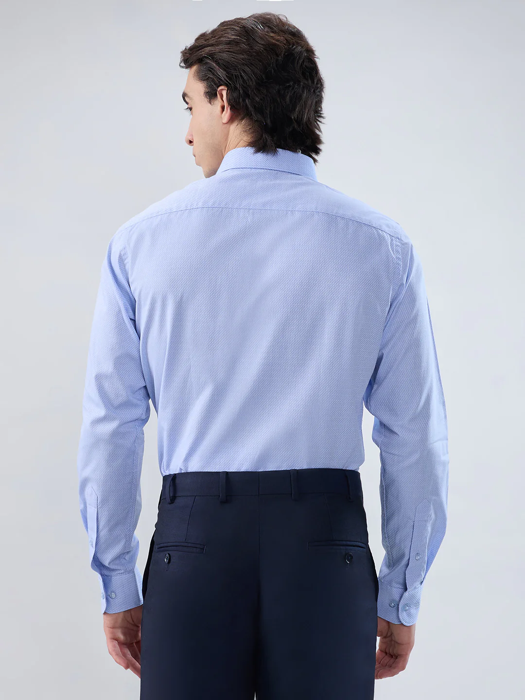 Raymond Men Blue Structure Slim Fit Cotton Shirt - Image 4