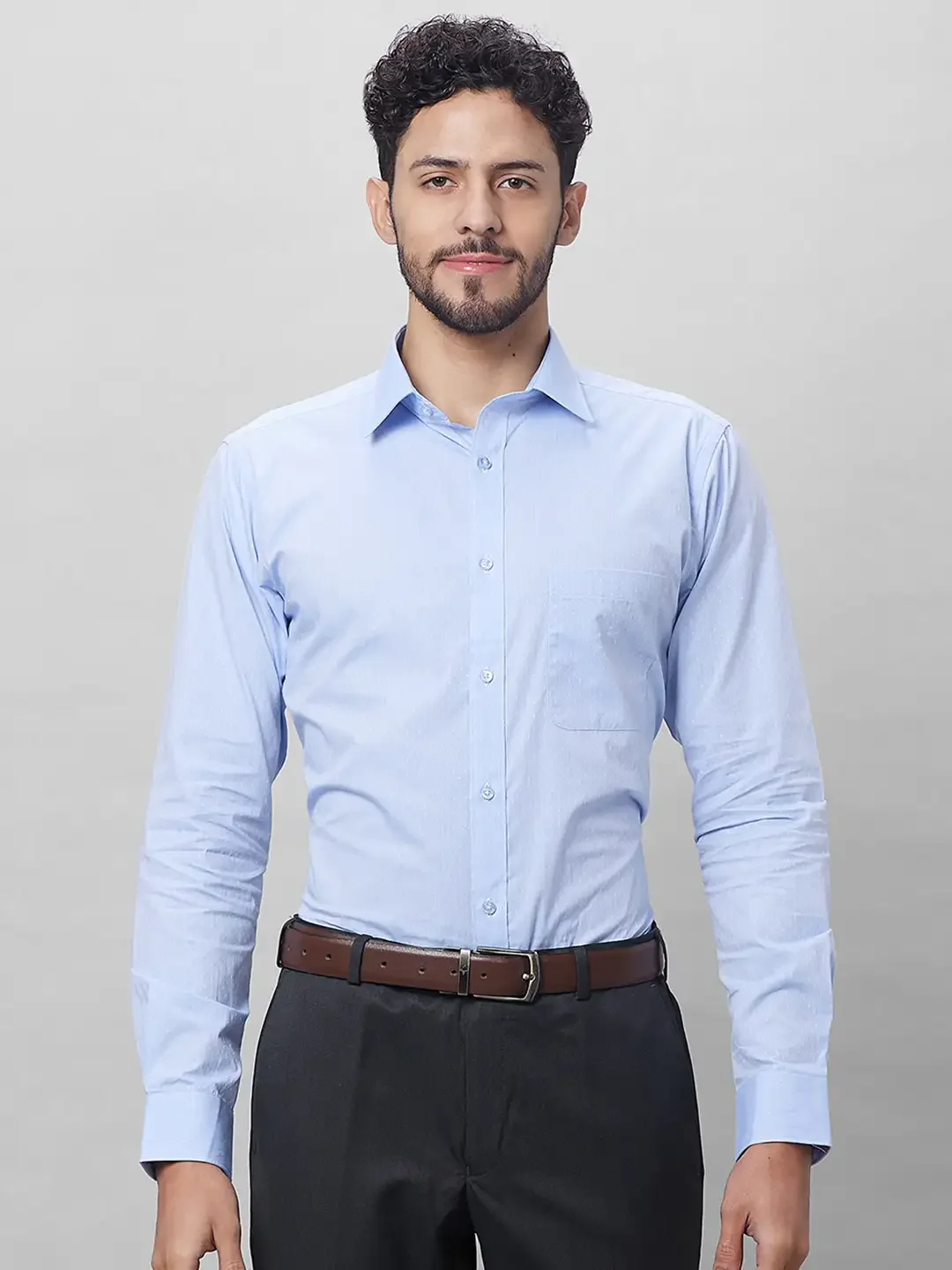 Raymond Men Blue Structure Slim Fit Cotton Shirts