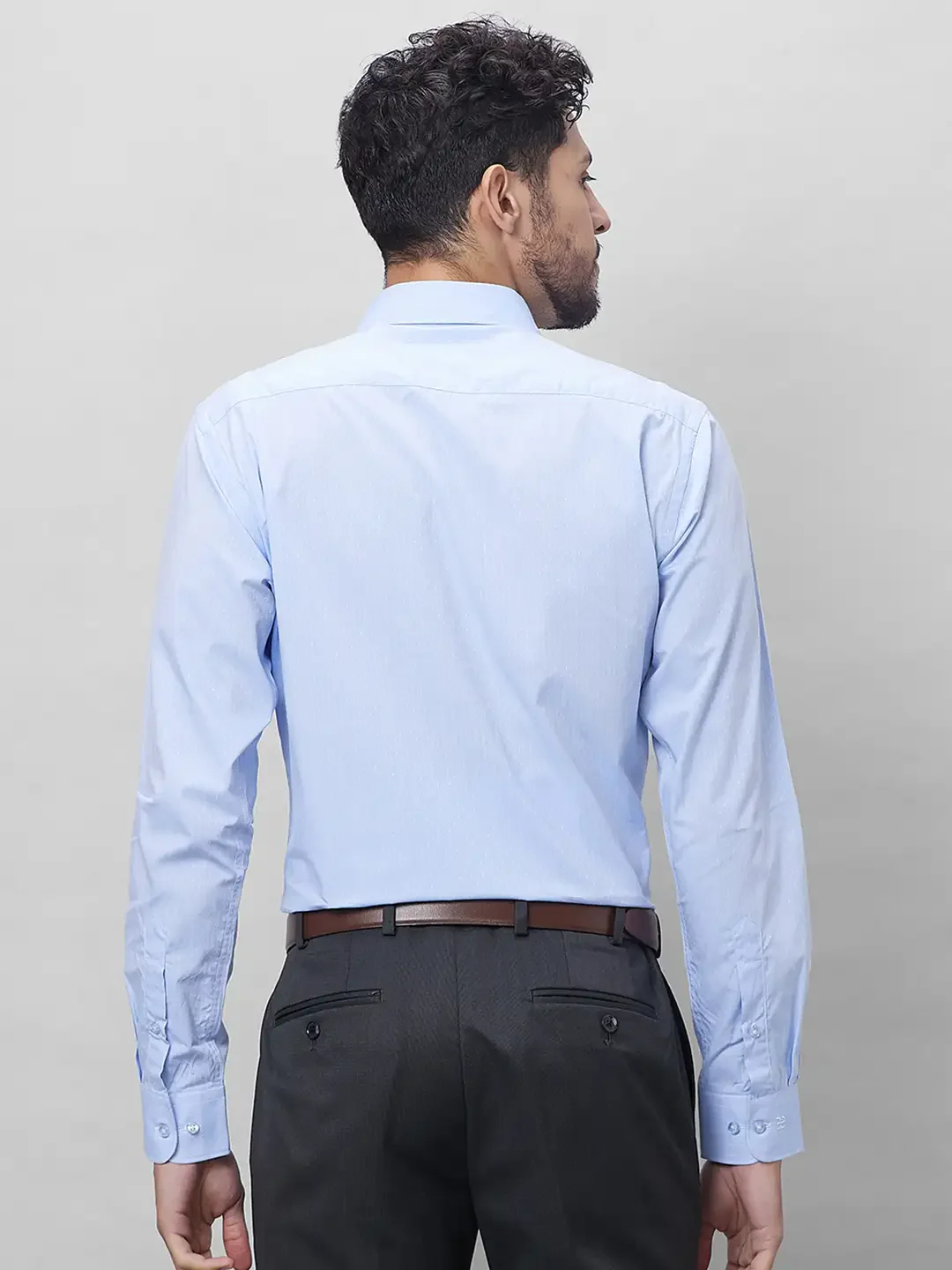 Raymond Men Blue Structure Slim Fit Cotton Shirts - Image 4