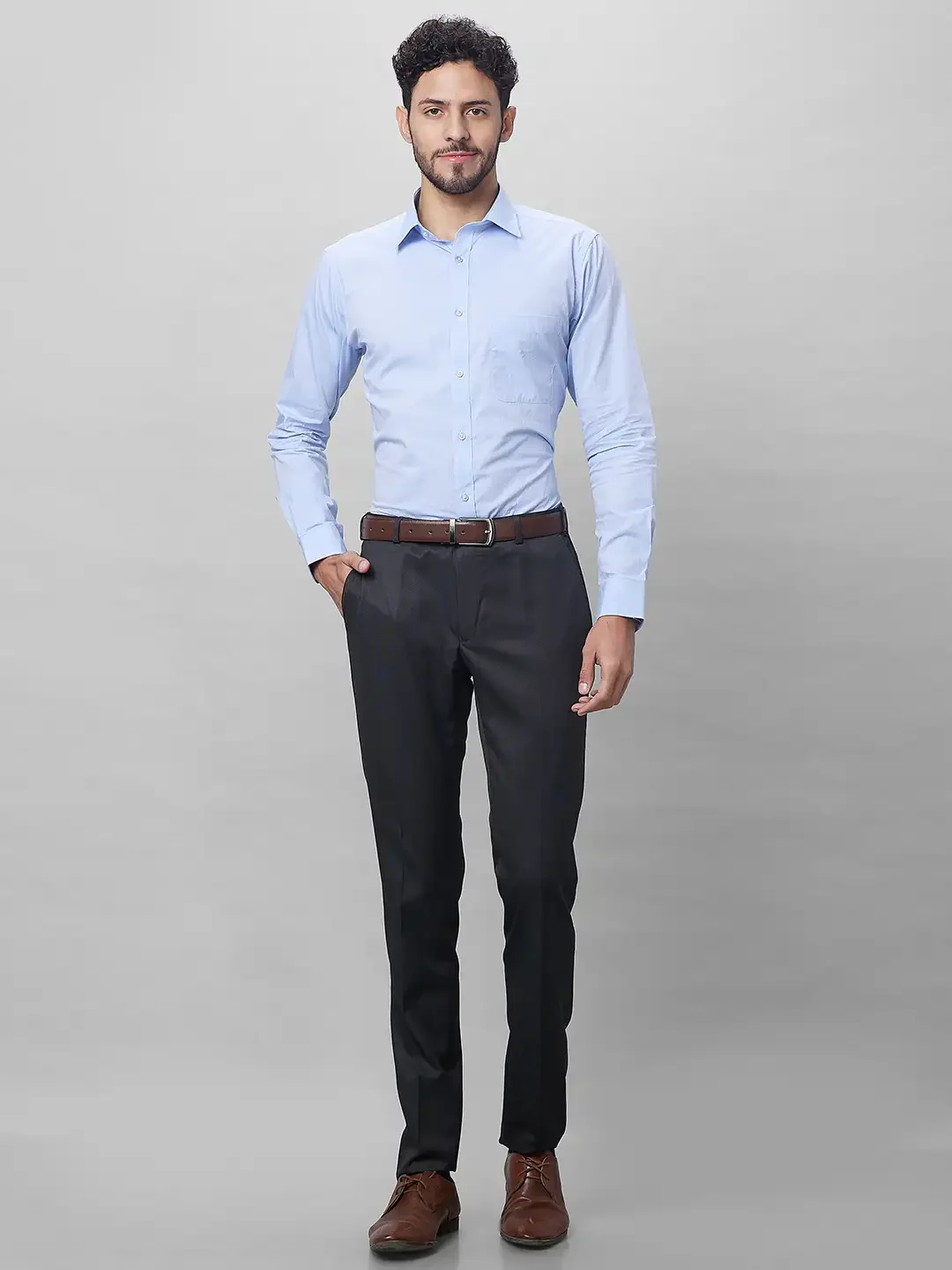 Raymond Men Blue Structure Slim Fit Cotton Shirts - Image 5