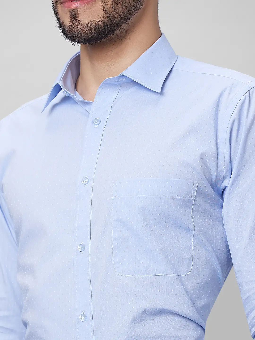 Raymond Men Blue Structure Slim Fit Cotton Shirts - Image 6