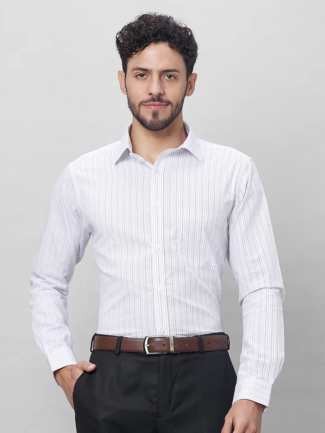 Raymond Men White Structured Slim Fit Cotton Formal Shirt