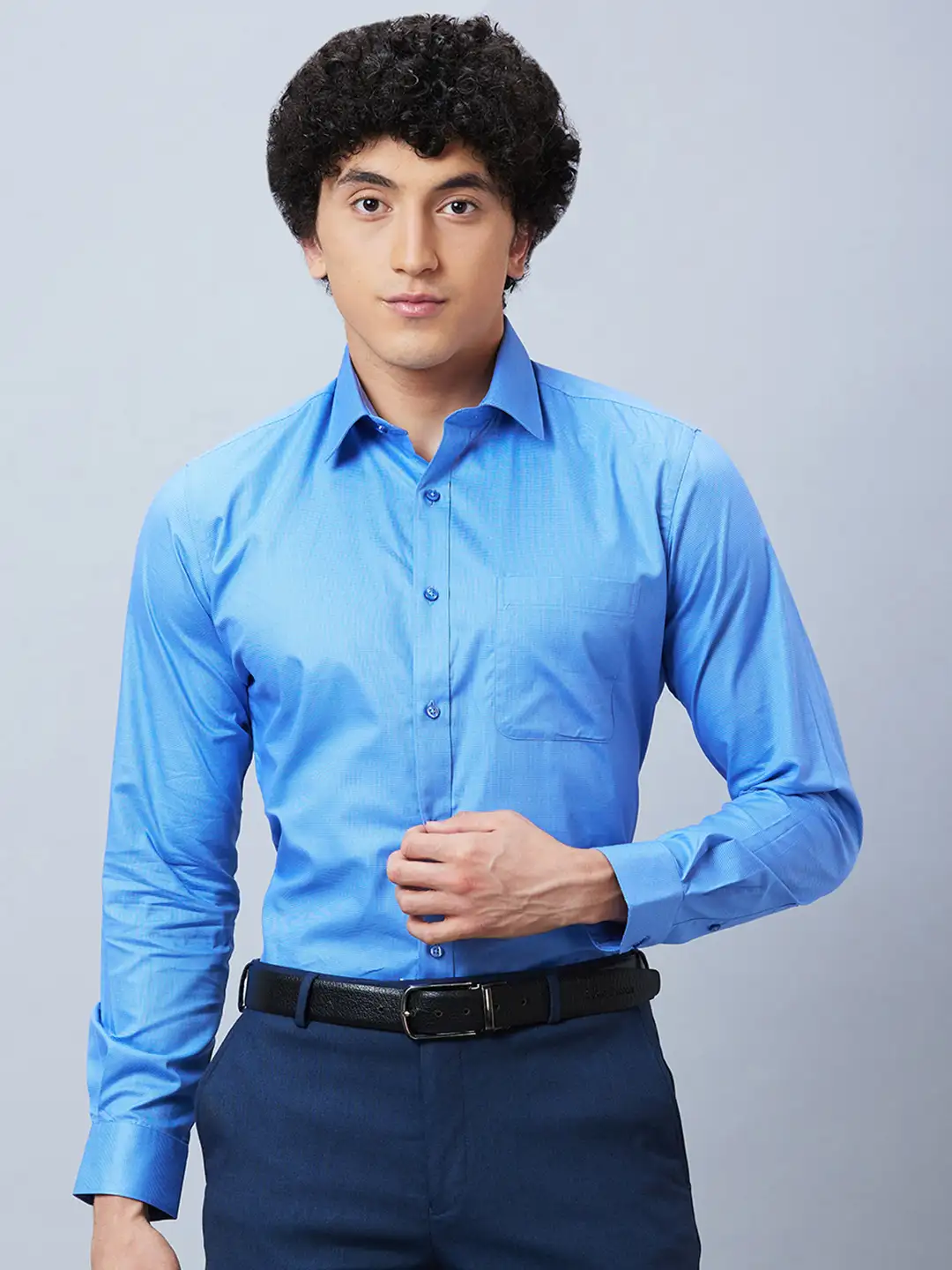 Raymond Men Blue Structure Slim Fit Cotton Shirts
