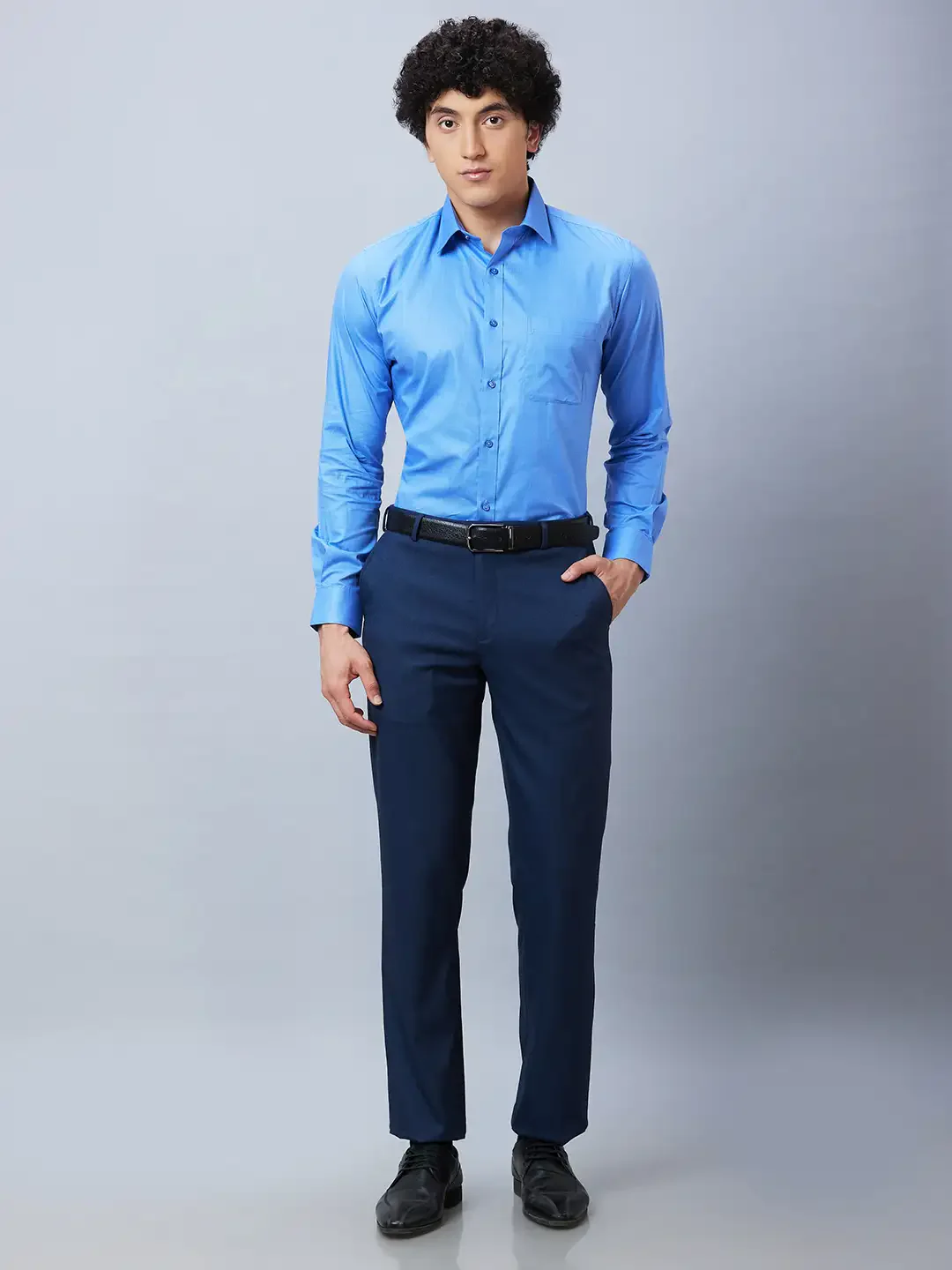 Raymond Men Blue Structure Slim Fit Cotton Shirts - Image 5