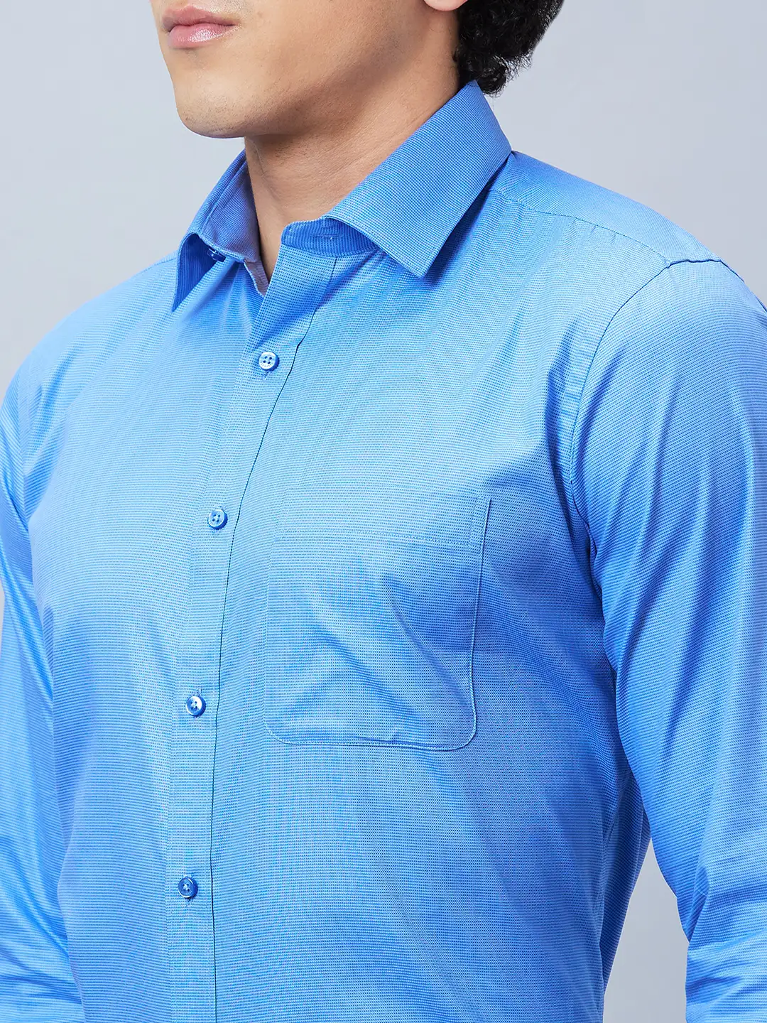 Raymond Men Blue Structure Slim Fit Cotton Shirts - Image 6