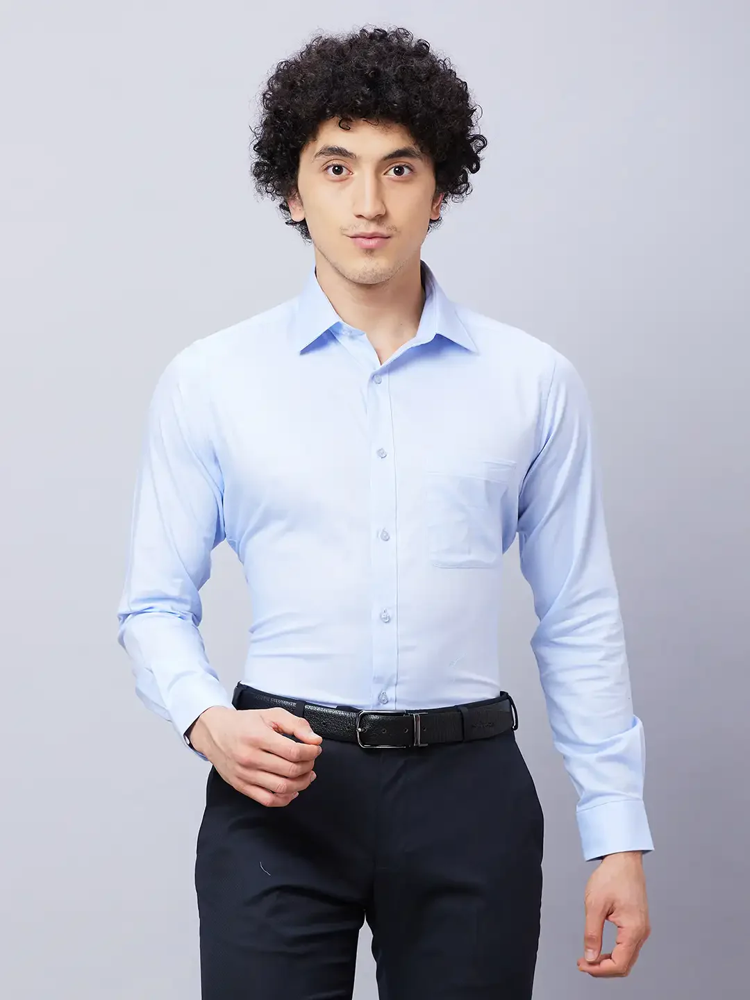 Raymond Men Blue Structure Slim Fit Cotton Shirts