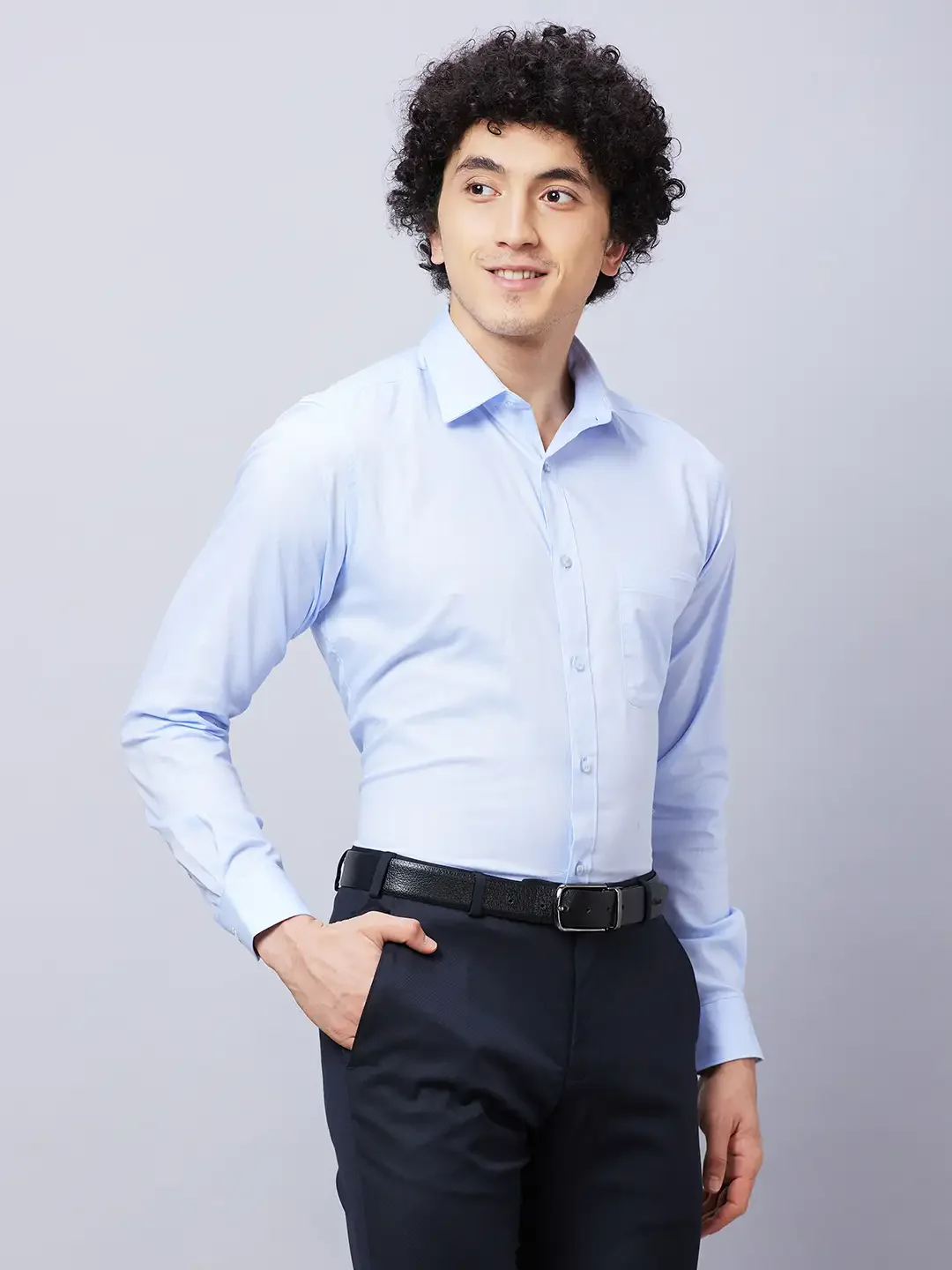 Raymond Men Blue Structure Slim Fit Cotton Shirts - Image 2