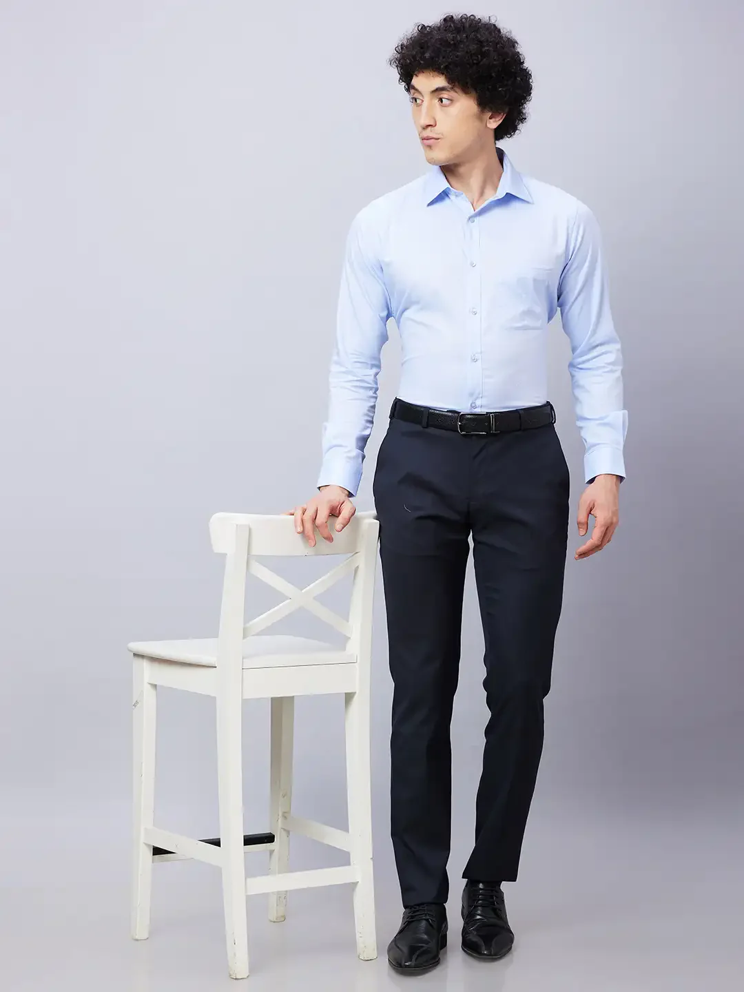 Raymond Men Blue Structure Slim Fit Cotton Shirts - Image 5