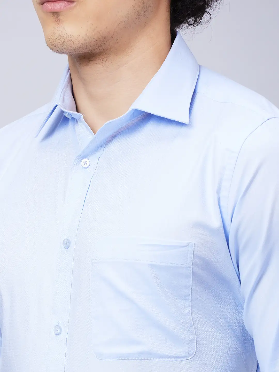Raymond Men Blue Structure Slim Fit Cotton Shirts - Image 6