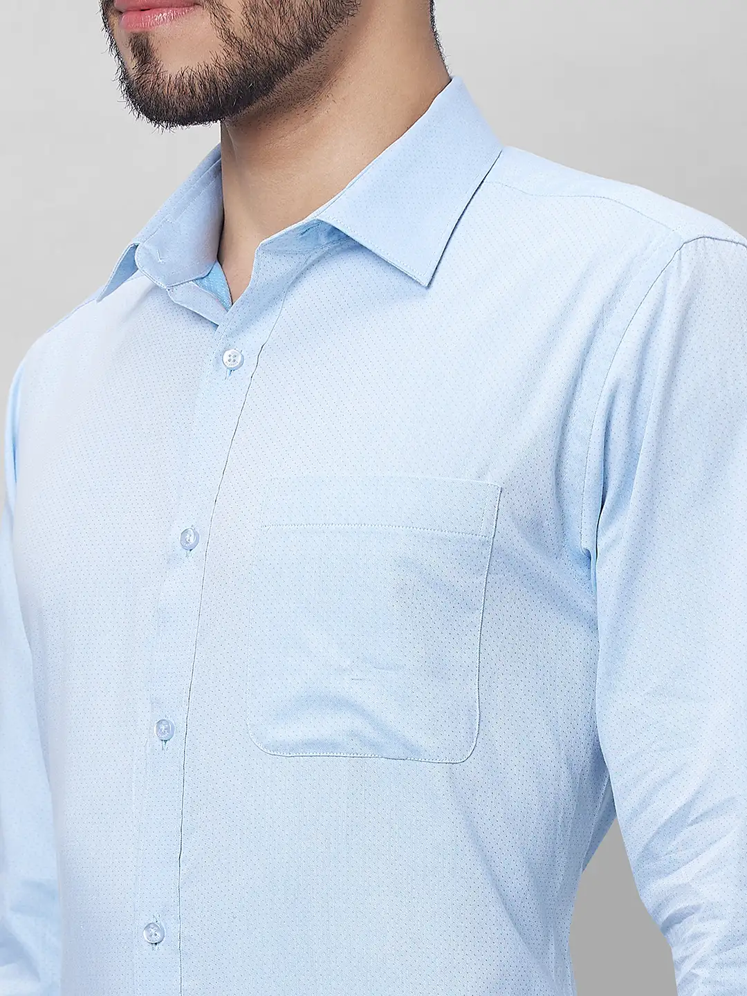 Raymond Men Blue Structure Slim Fit Cotton Shirts - Image 6