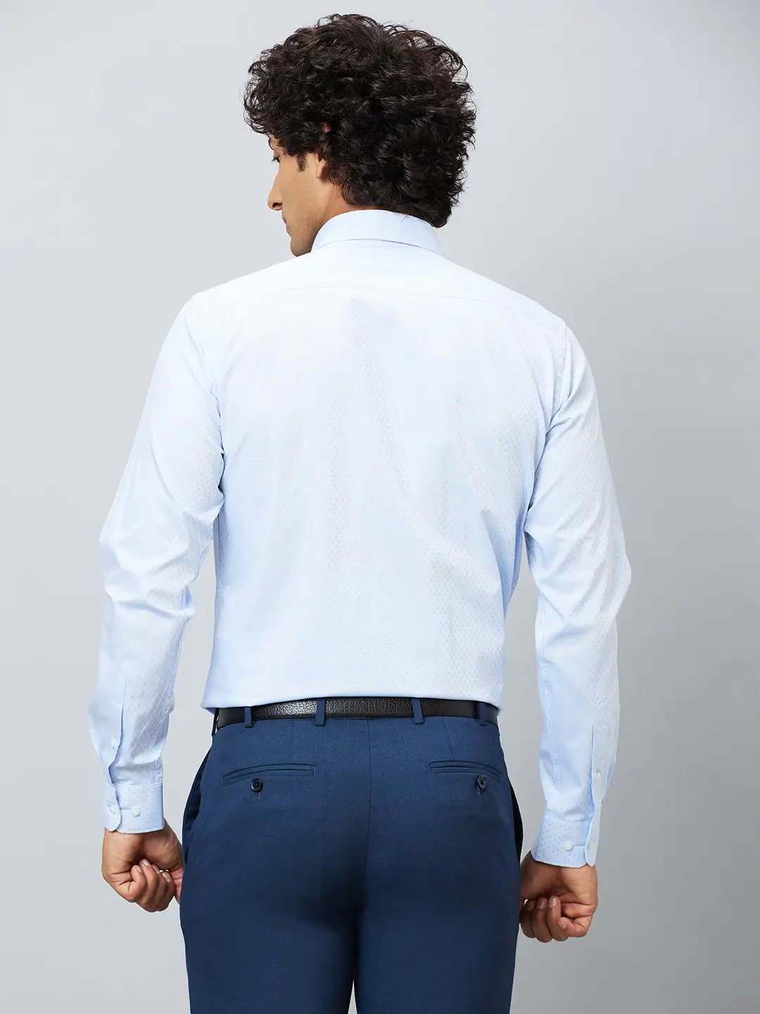 Raymond Men Blue Structure Slim Fit Cotton Shirts - Image 5