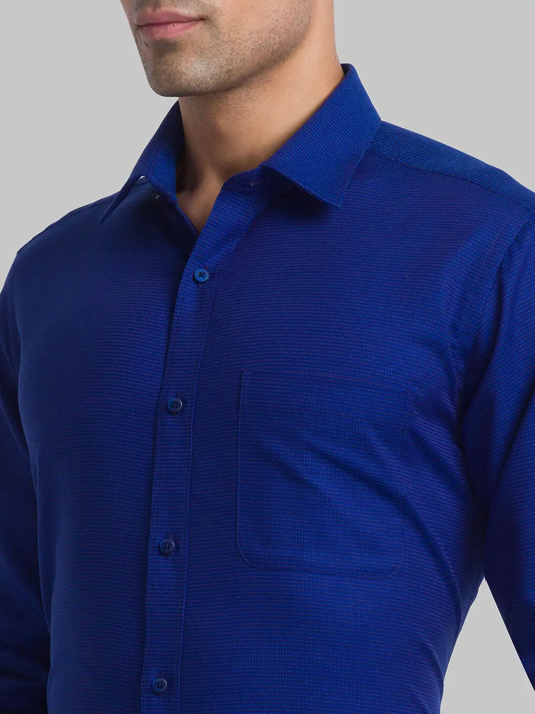 Raymond Men Blue Structure Slim Fit Cotton Shirts - Image 6