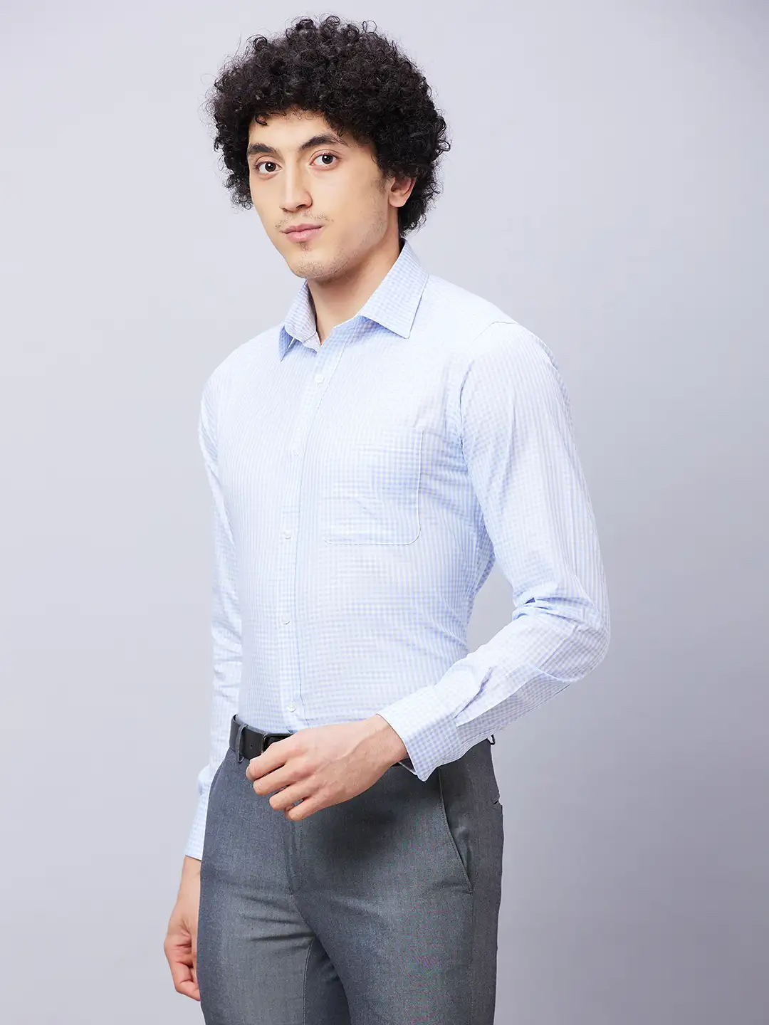 Raymond Men Blue Structure Slim Fit Cotton Shirts - Image 3