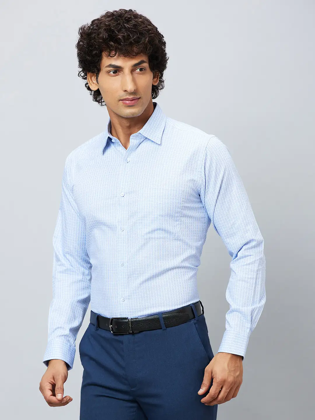 Raymond Men Blue Structure Slim Fit Cotton Shirts - Image 3