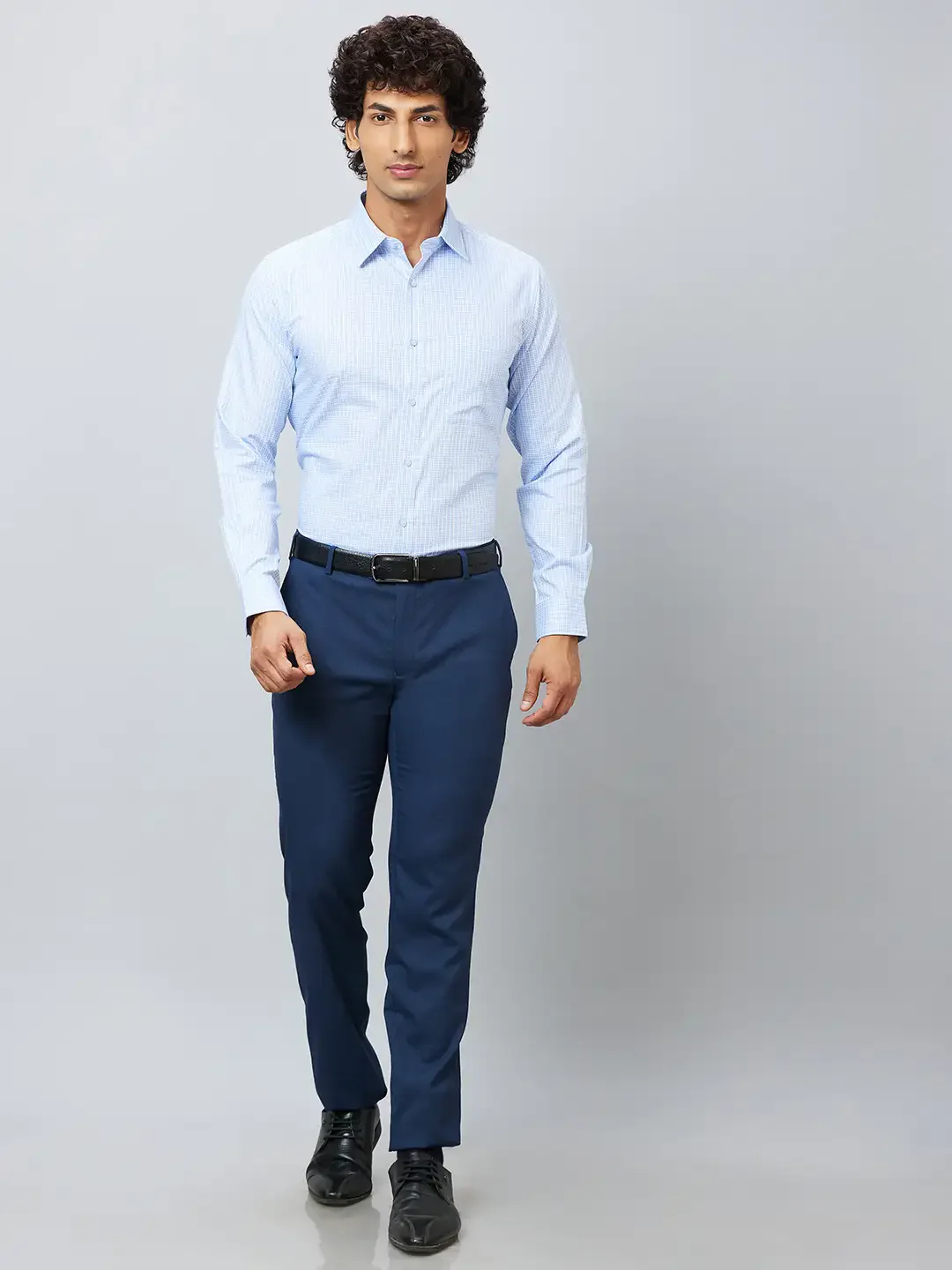 Raymond Men Blue Structure Slim Fit Cotton Shirts - Image 6