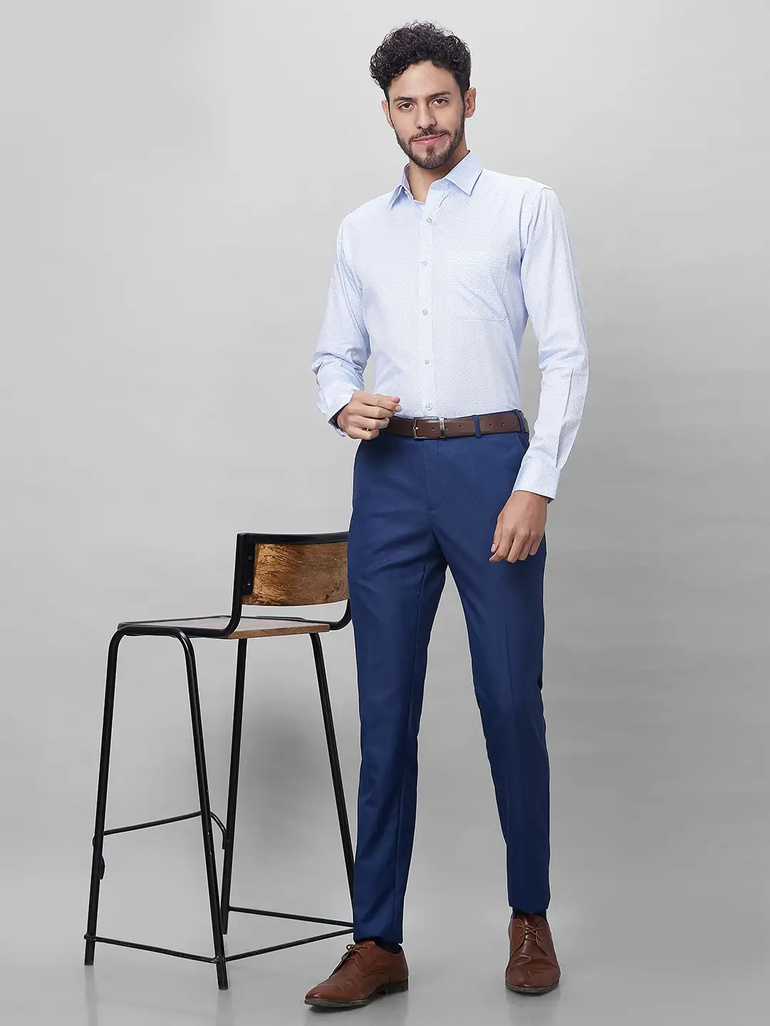Raymond Men Blue Structure Slim Fit Cotton Shirts - Image 6