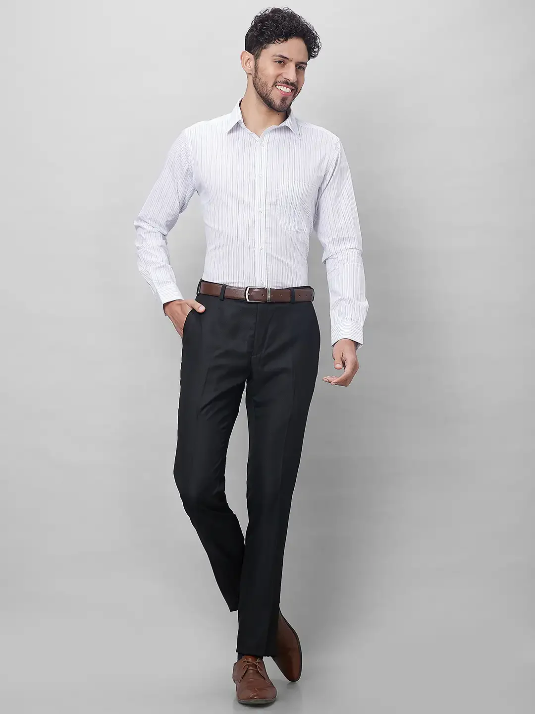 Raymond Men White Structured Slim Fit Cotton Formal Shirt - Image 6