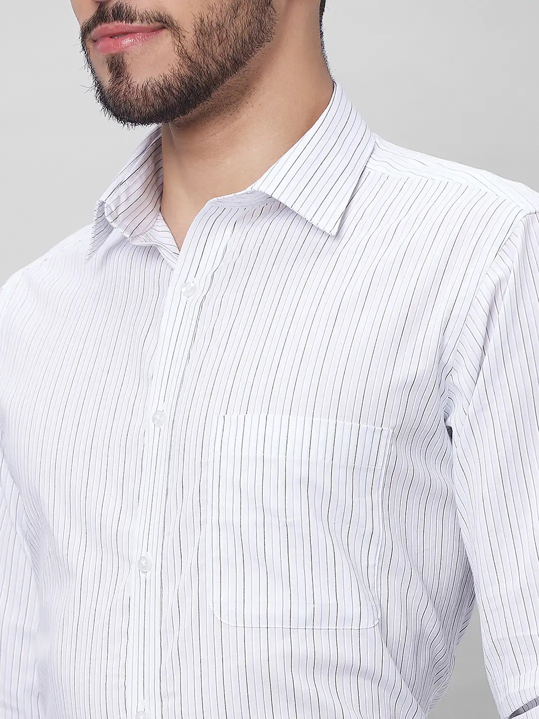 Raymond Men White Structured Slim Fit Cotton Formal Shirt - Image 7