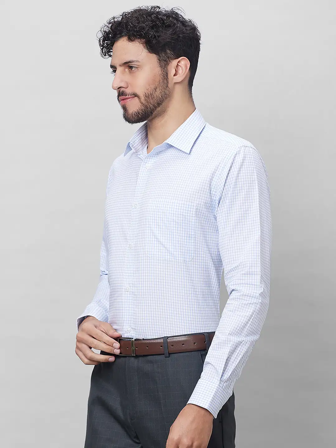 Raymond Men Blue Structure Slim Fit Cotton Shirts - Image 3