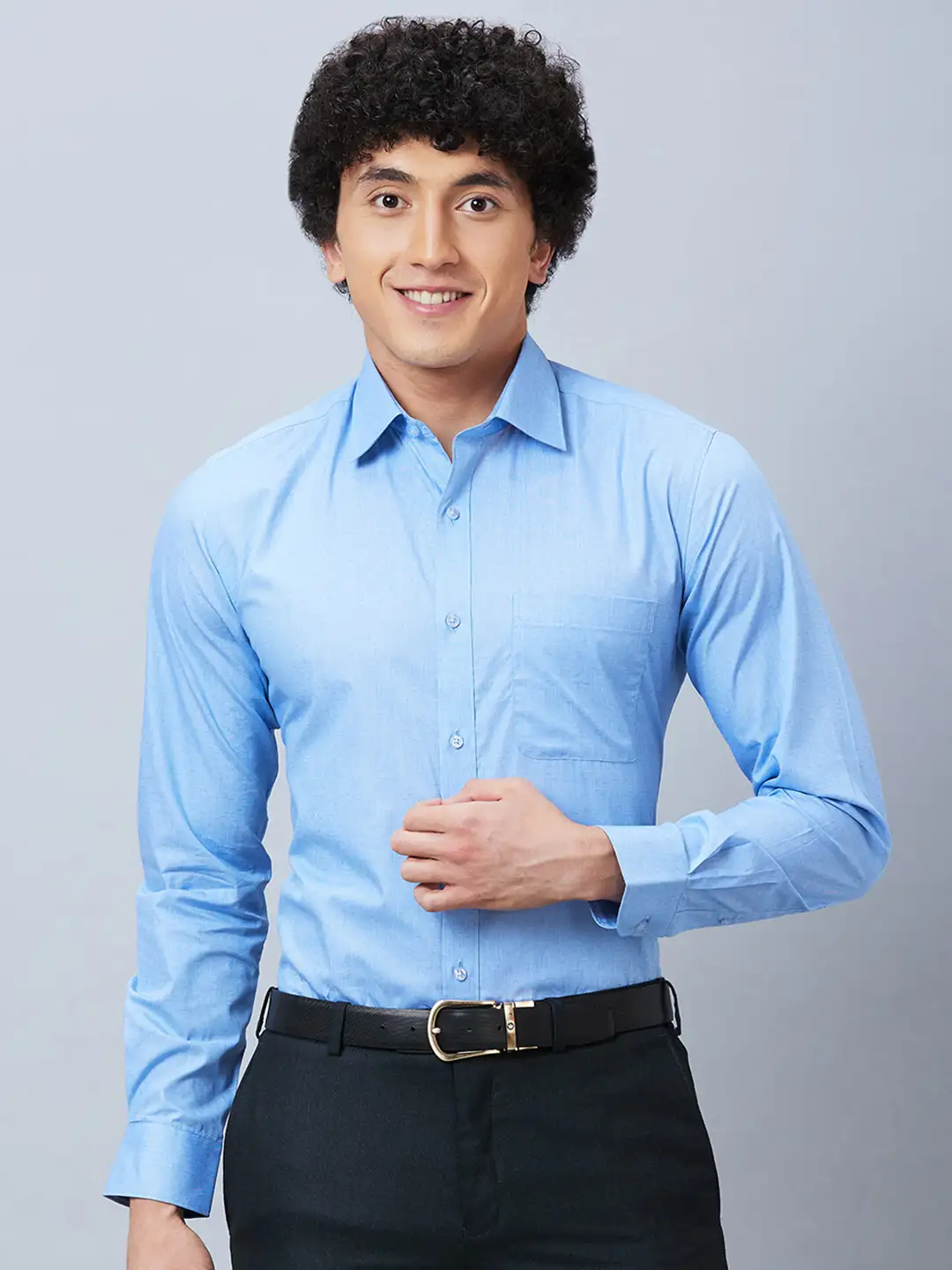Raymond Men Blue Structure Slim Fit Cotton Shirts