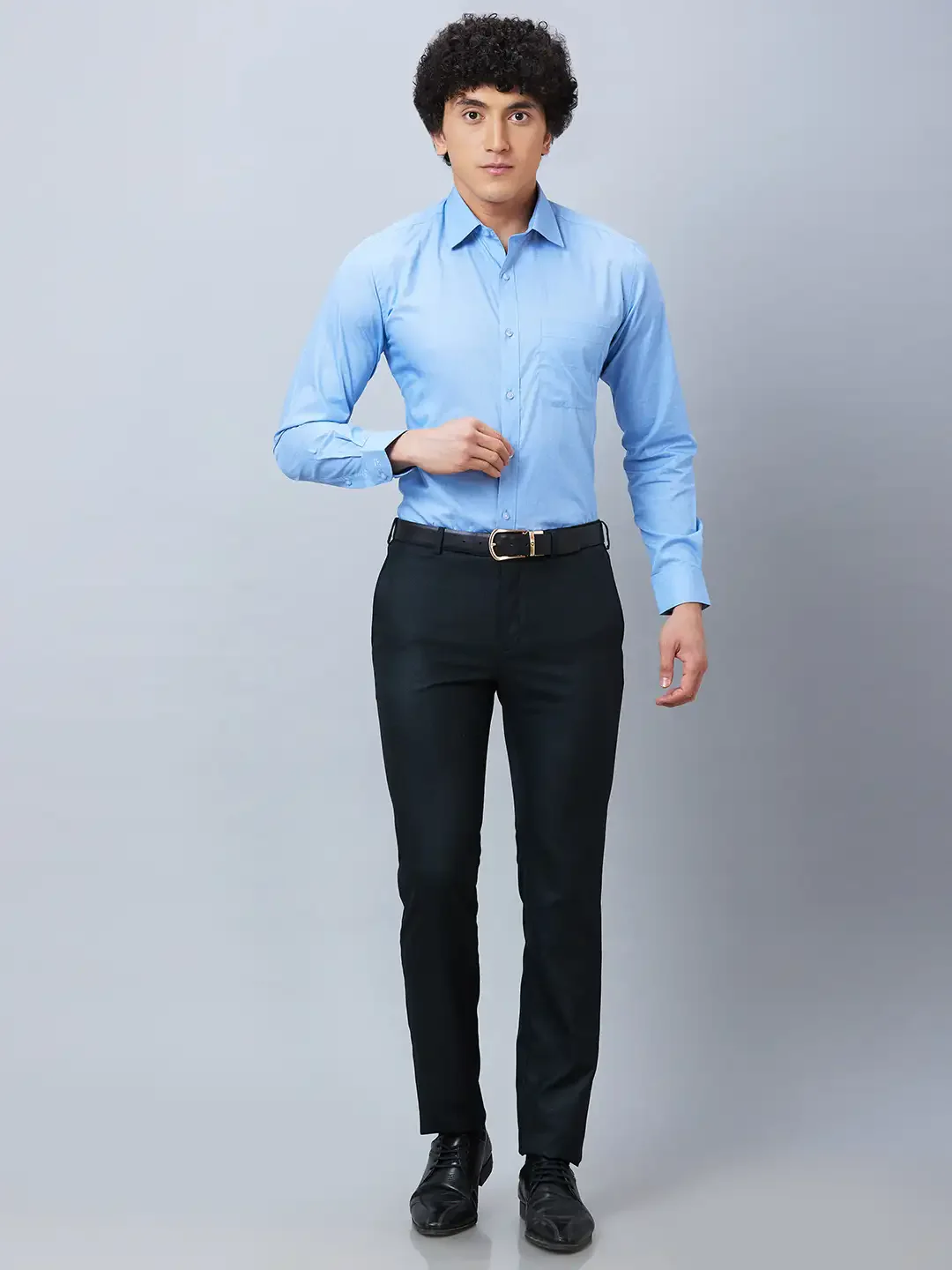 Raymond Men Blue Structure Slim Fit Cotton Shirts - Image 6