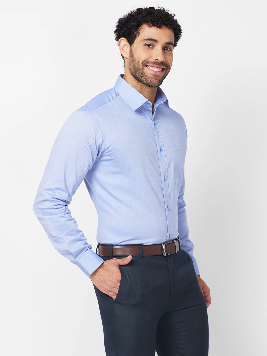Raymond Men Blue Structure Slim Fit Polyester Blend Trouser - Image 2