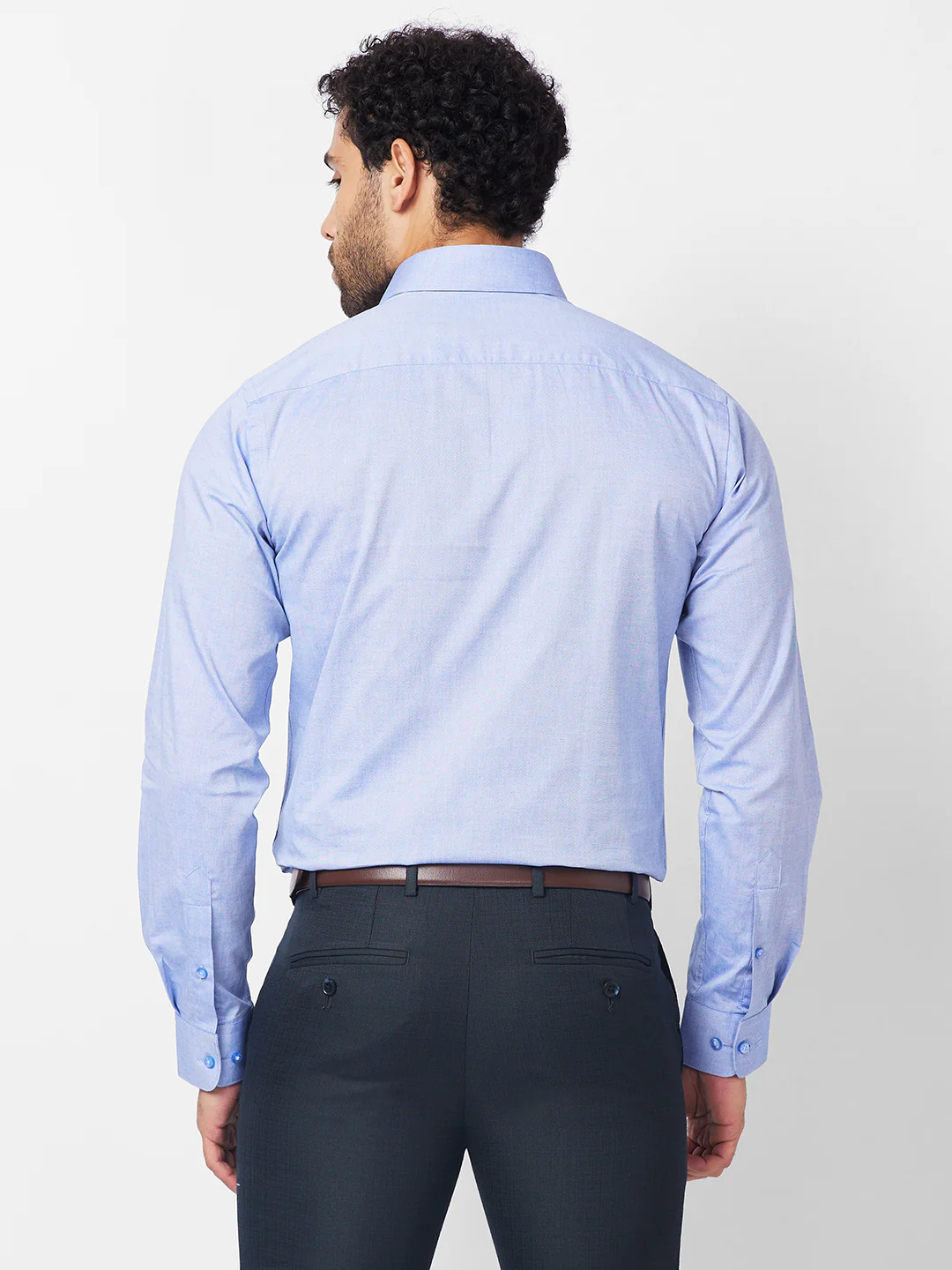 Raymond Men Blue Structure Slim Fit Polyester Blend Trouser - Image 5