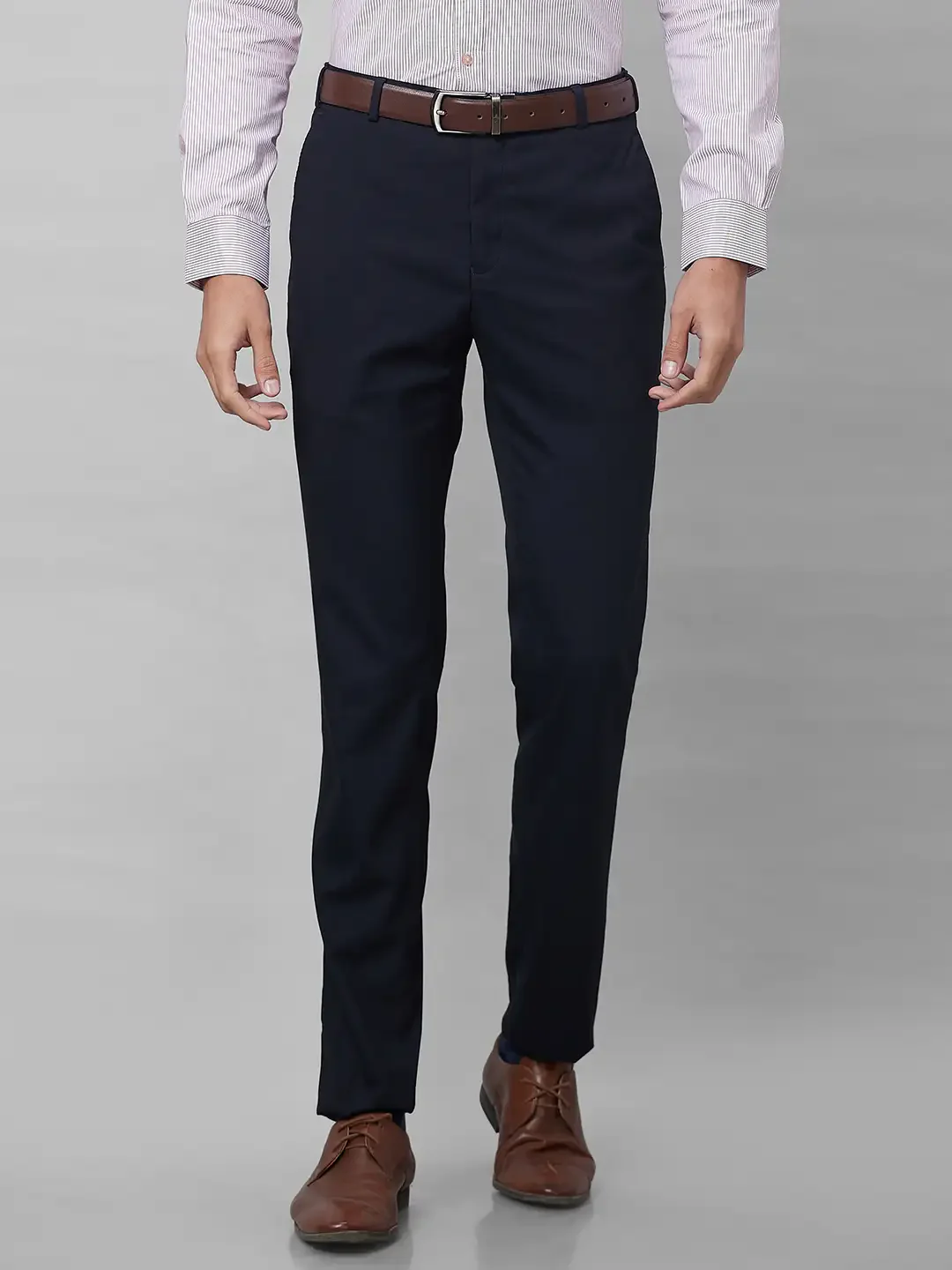 Raymond Men Blue Structure Slim Fit Polyester Blend Trouser