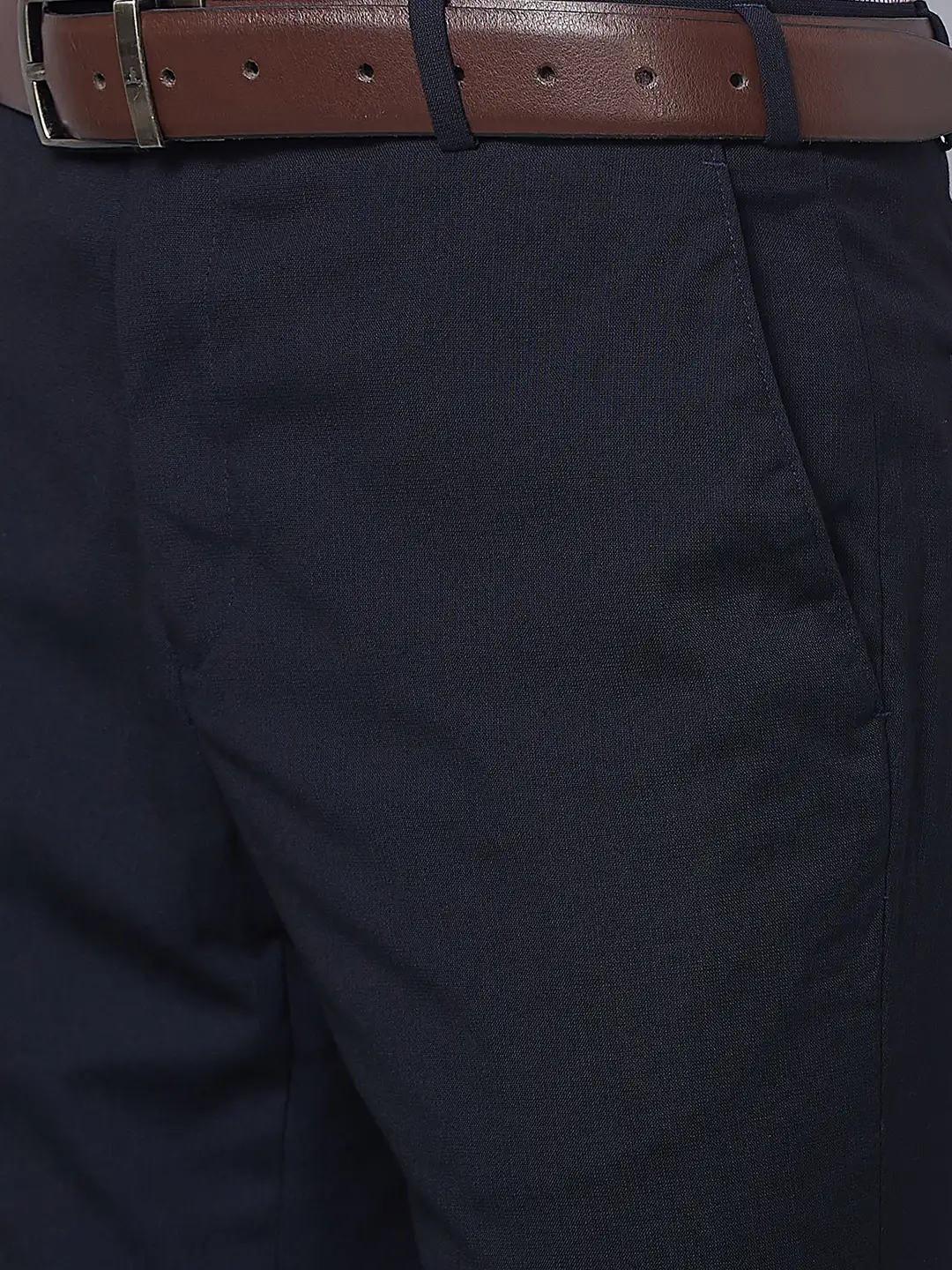 Raymond Men Blue Structure Slim Fit Polyester Blend Trouser - Image 6