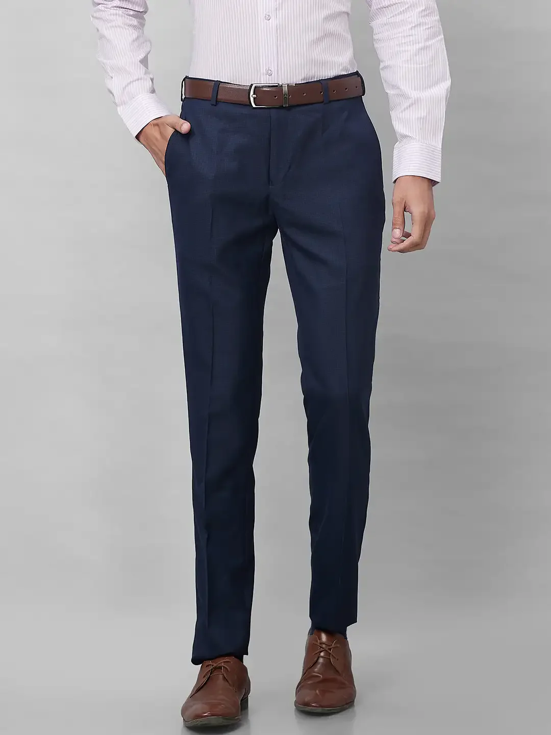 Raymond Men Blue Structure Slim Fit Polyester Blend Trouser