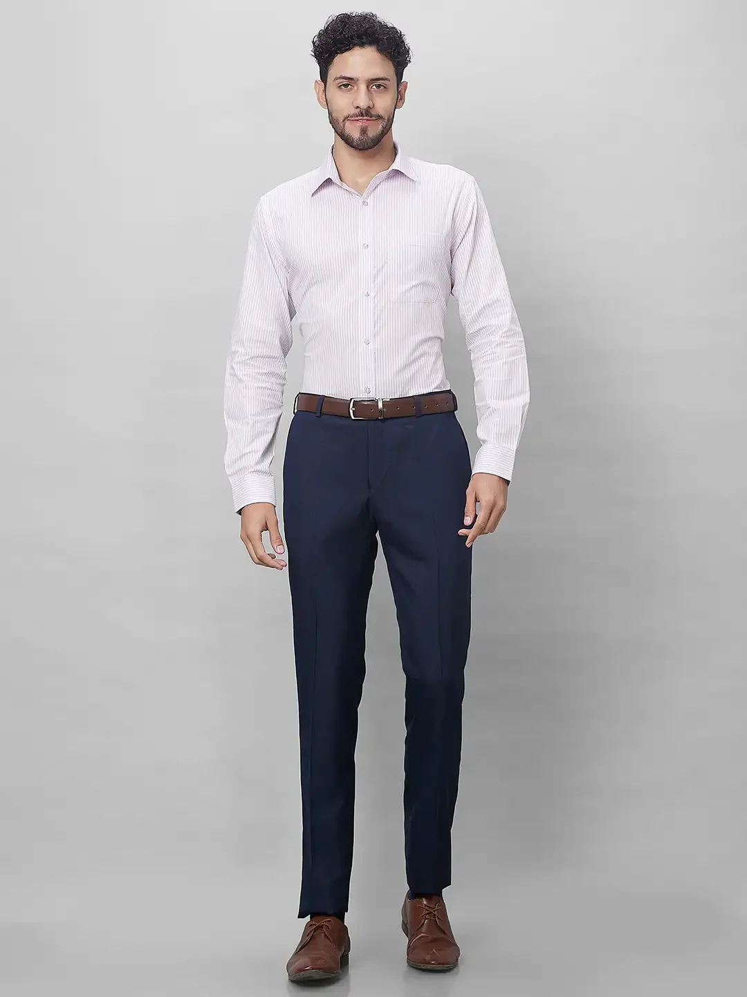 Raymond Men Blue Structure Slim Fit Polyester Blend Trouser - Image 5