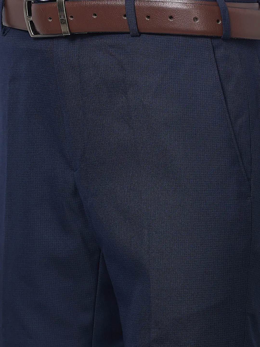 Raymond Men Blue Structure Slim Fit Polyester Blend Trouser - Image 6