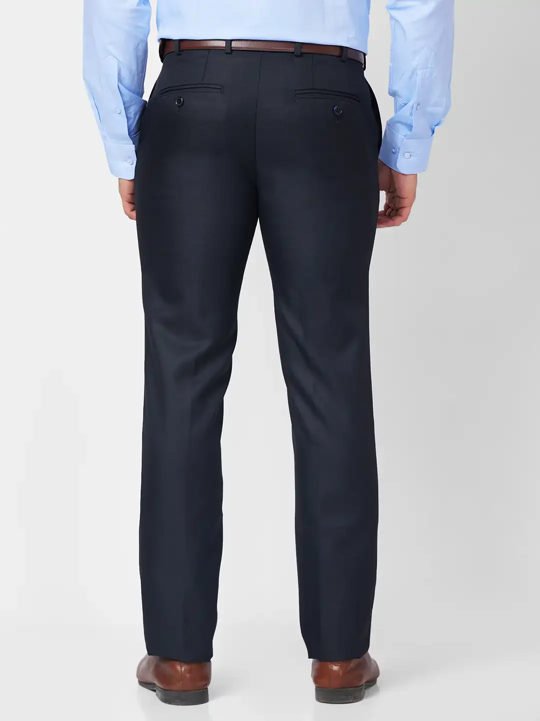 Raymond Men Blue Structure Slim Fit Polyester Blend Trouser - Image 5
