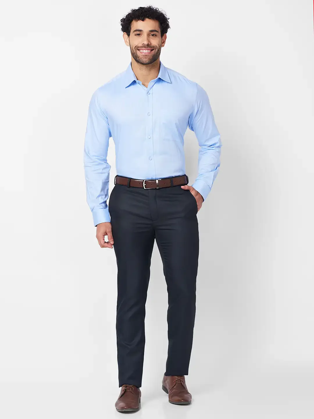 Raymond Men Blue Structure Slim Fit Polyester Blend Trouser - Image 6