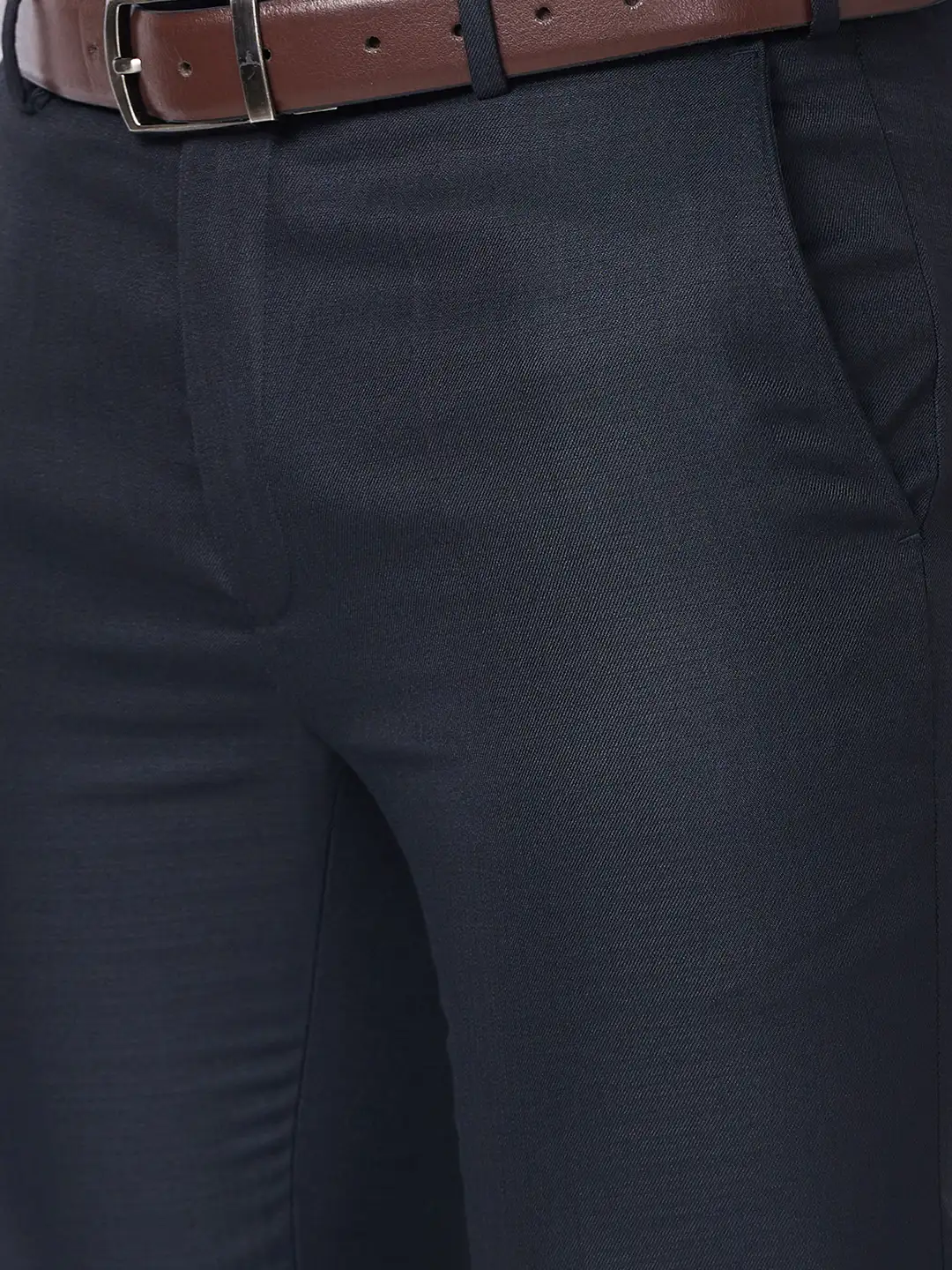 Raymond Men Blue Structure Slim Fit Polyester Blend Trouser - Image 7