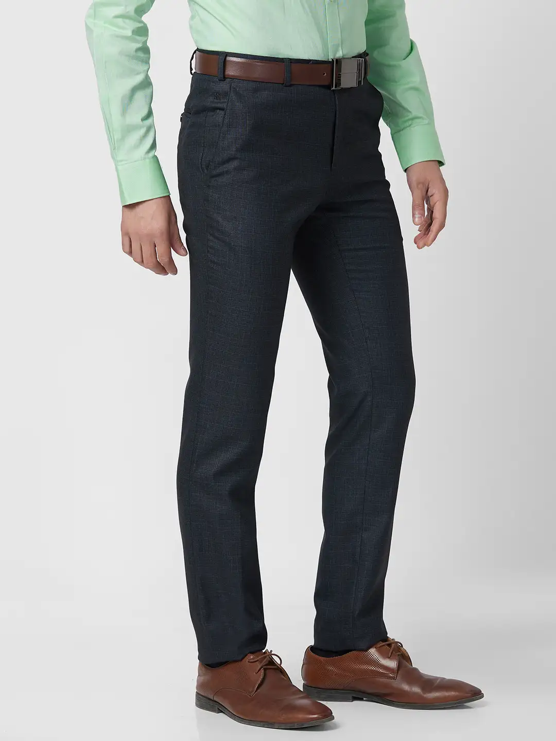Raymond Men Blue Structure Slim Fit Polyester Blend Trouser - Image 2