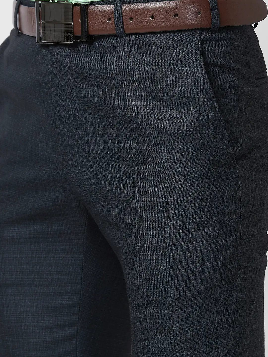 Raymond Men Blue Structure Slim Fit Polyester Blend Trouser - Image 6