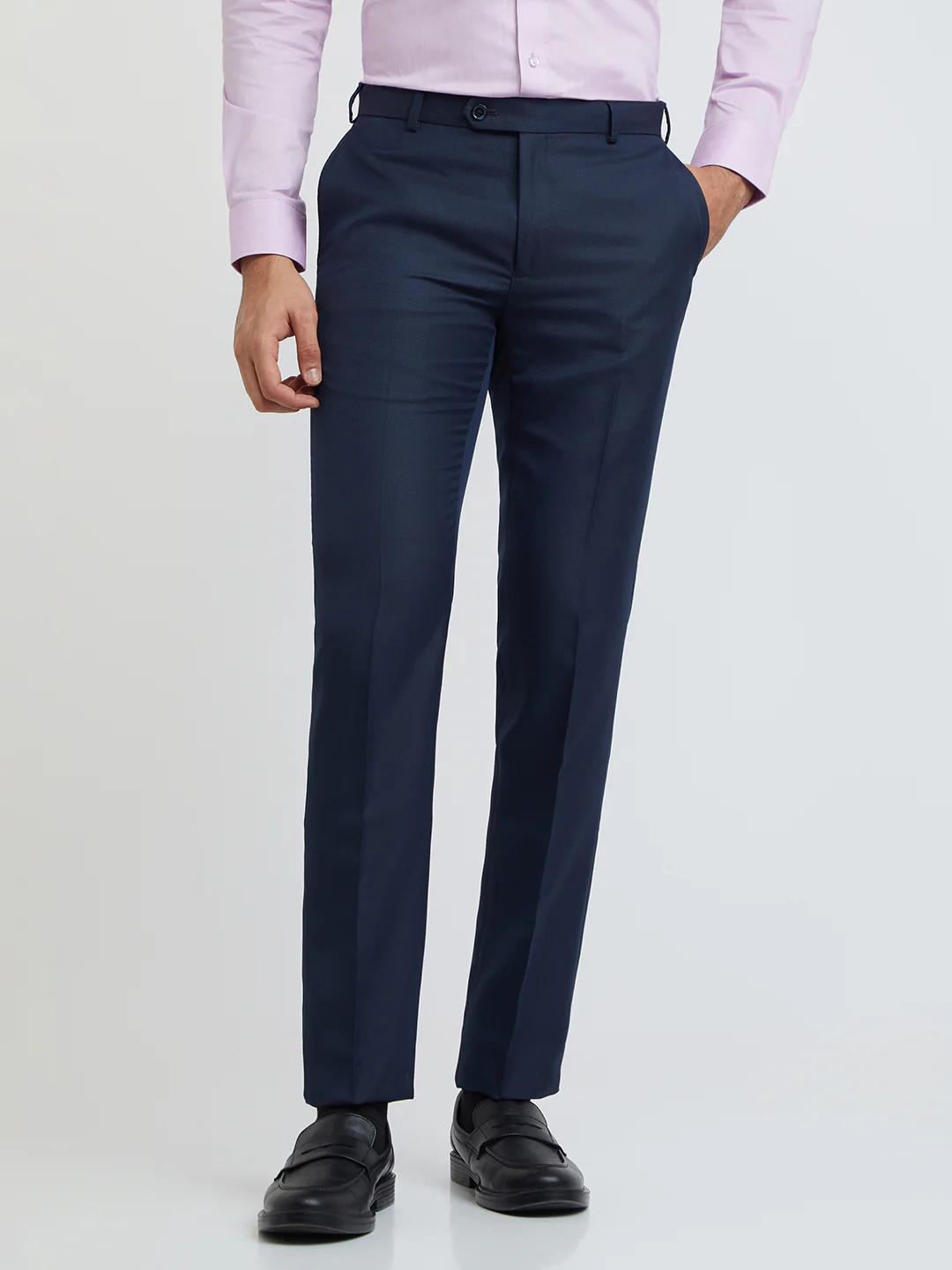 Raymond Men Blue Structure Slim Fit Polyester Blend Trouser