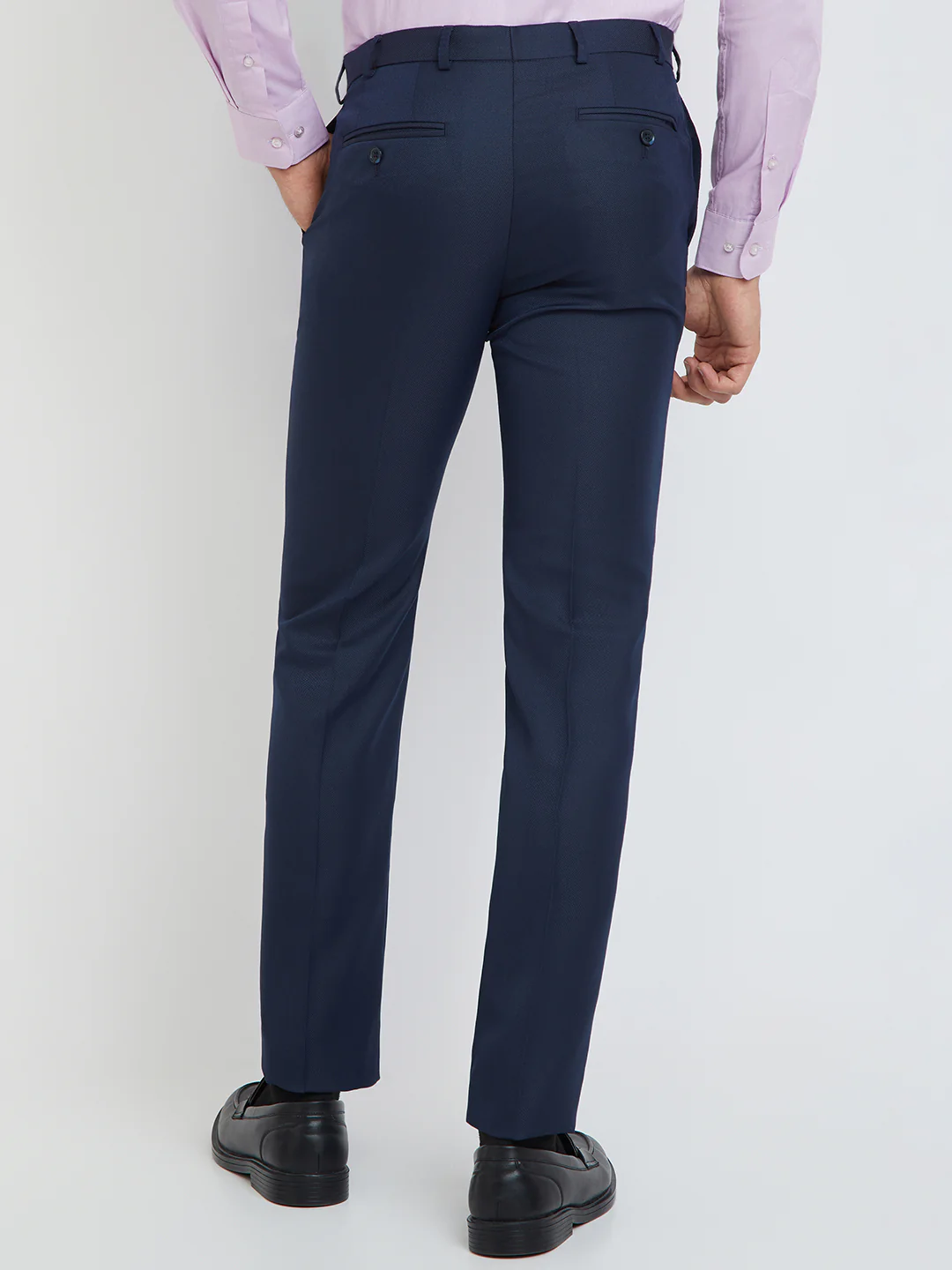 Raymond Men Blue Structure Slim Fit Polyester Blend Trouser - Image 4