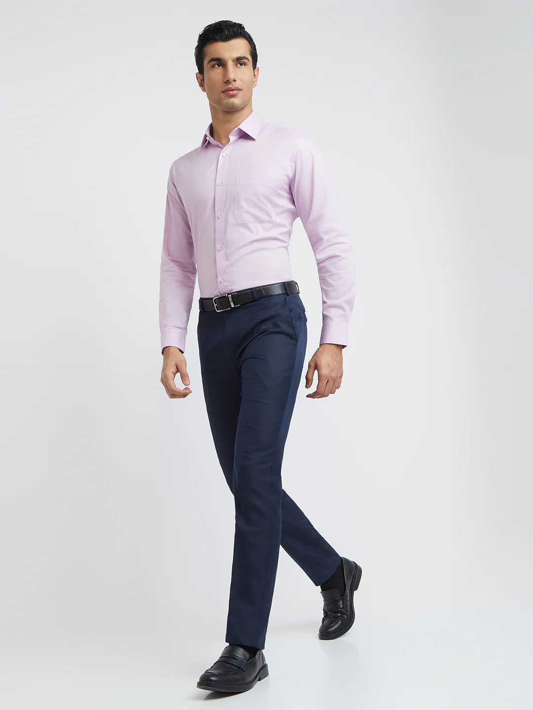 Raymond Men Blue Structure Slim Fit Polyester Blend Trouser - Image 5