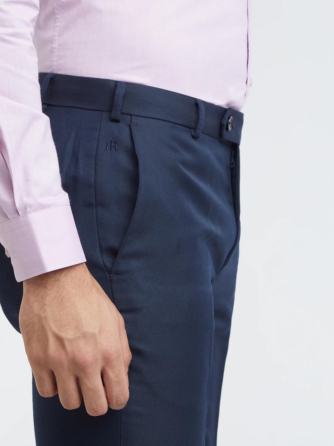 Raymond Men Blue Structure Slim Fit Polyester Blend Trouser - Image 6
