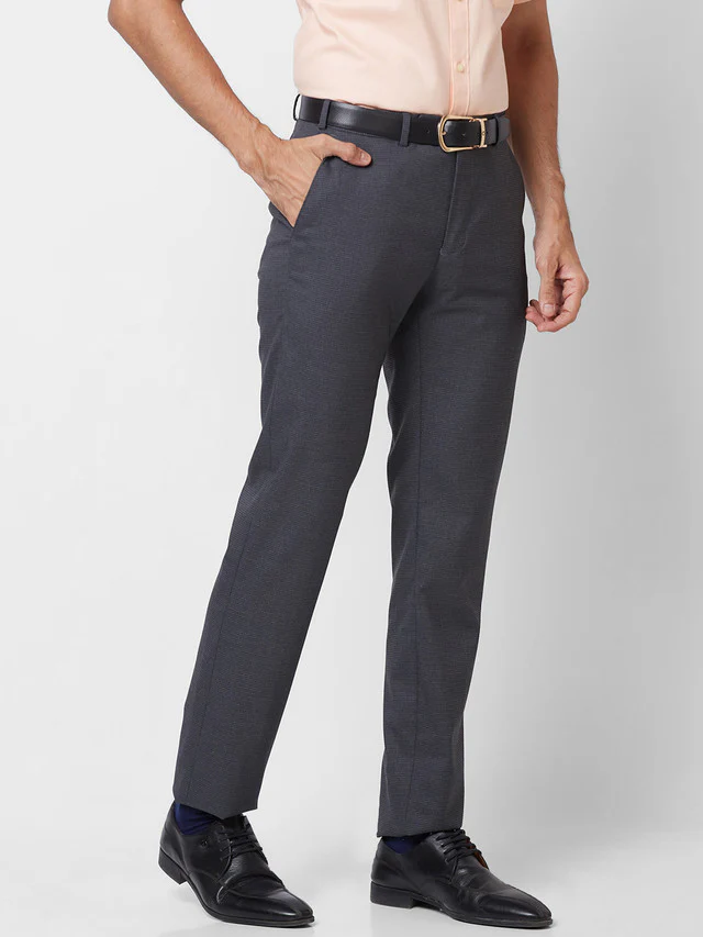 Raymond Men Blue Structure Slim Fit Polyester Blend Trouser - Image 2