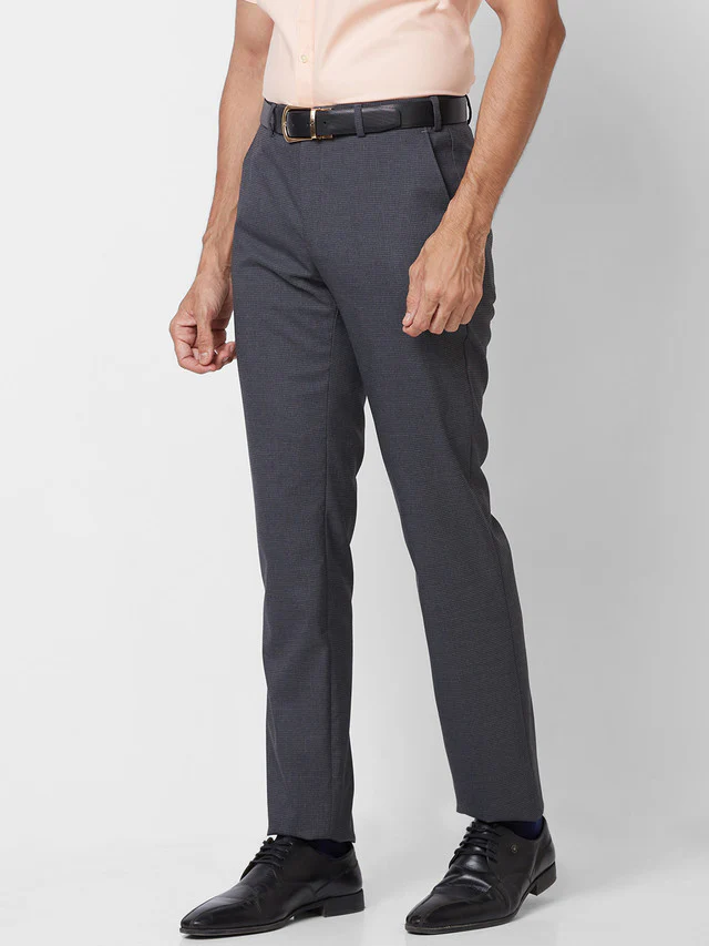 Raymond Men Blue Structure Slim Fit Polyester Blend Trouser - Image 3