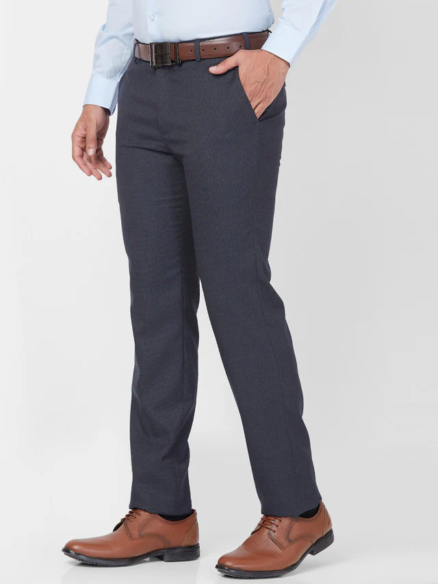 Raymond Men Blue Structure Slim Fit Polyester Blend Trouser - Image 3