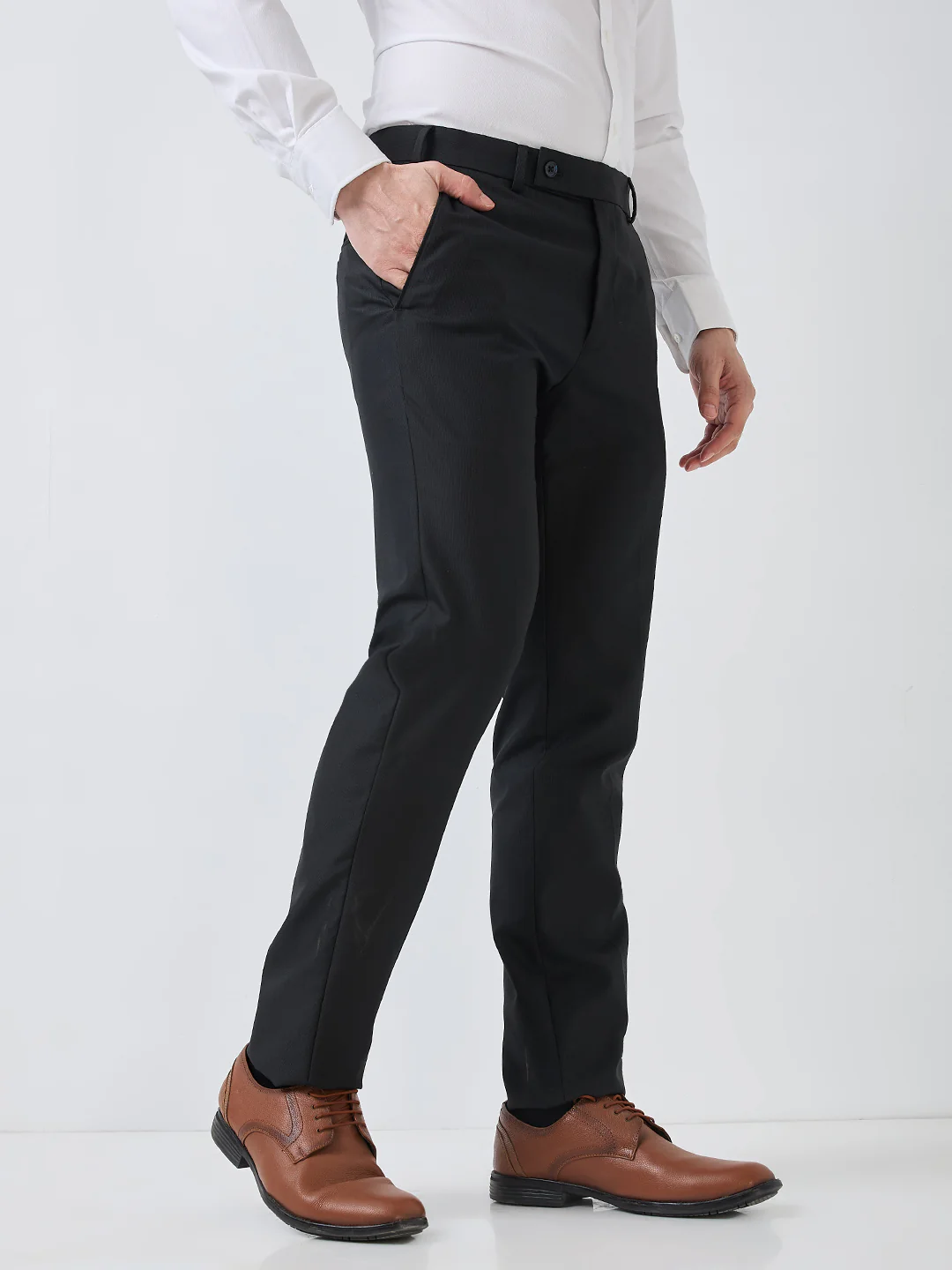 Raymond Men Blue Structure Slim Fit Polyester Blend Trouser - Image 2